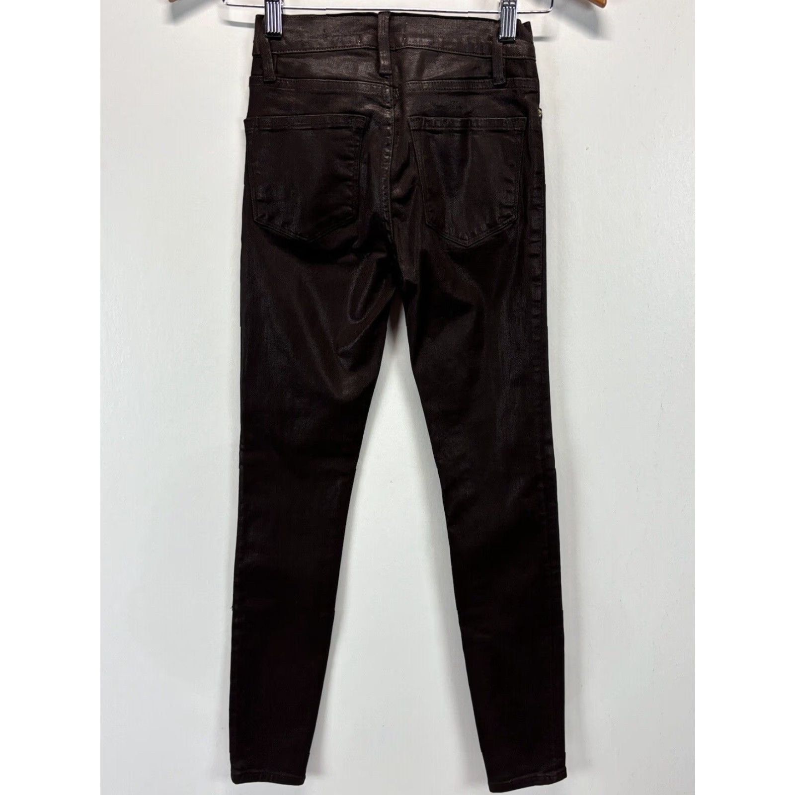 Frame FRAME Le Skinny De Jeanne Women's Brown Vegan Faux Leather Skinny Jeans Size 24 Size 42" / US 20 - 3 Thumbnail
