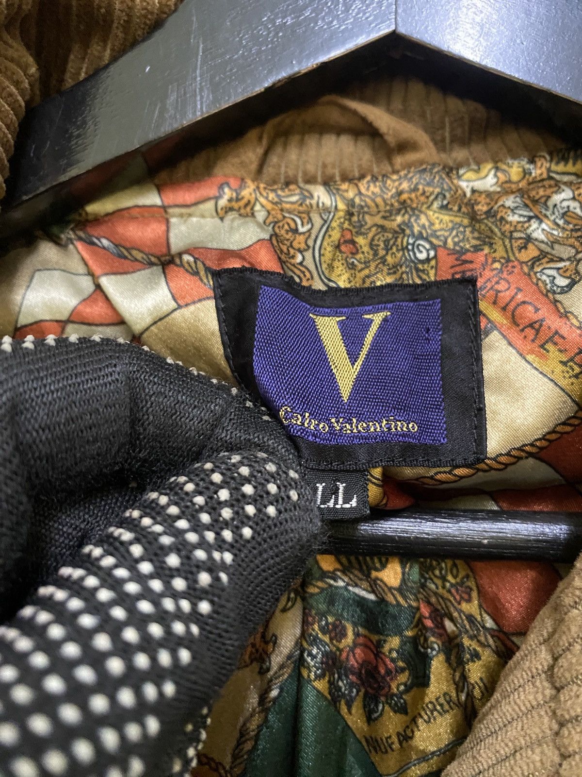 Vintage Carlo Valentino Corduroy Jacket Brown Embroidered