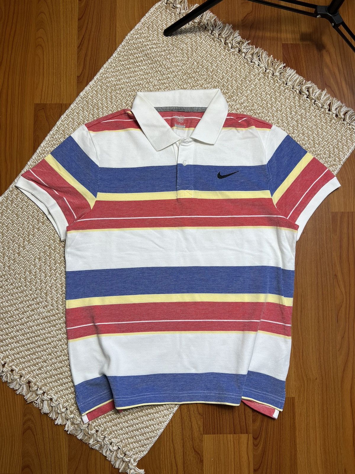 Pre-owned Nike X Vintage 90's Nike Polo Retro Swoosh Logo Y2k T-shirt In Multicolor