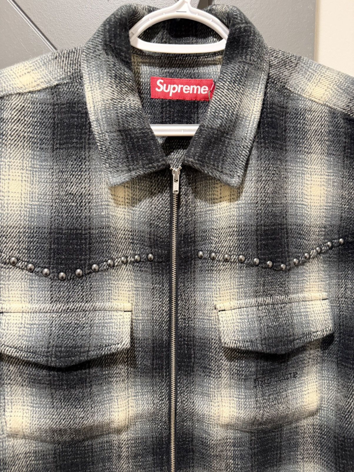 Supreme Studded Shadow Plaid Zip Up Shirt Size US M / EU 48-50 / 2 - 2 Thumbnail
