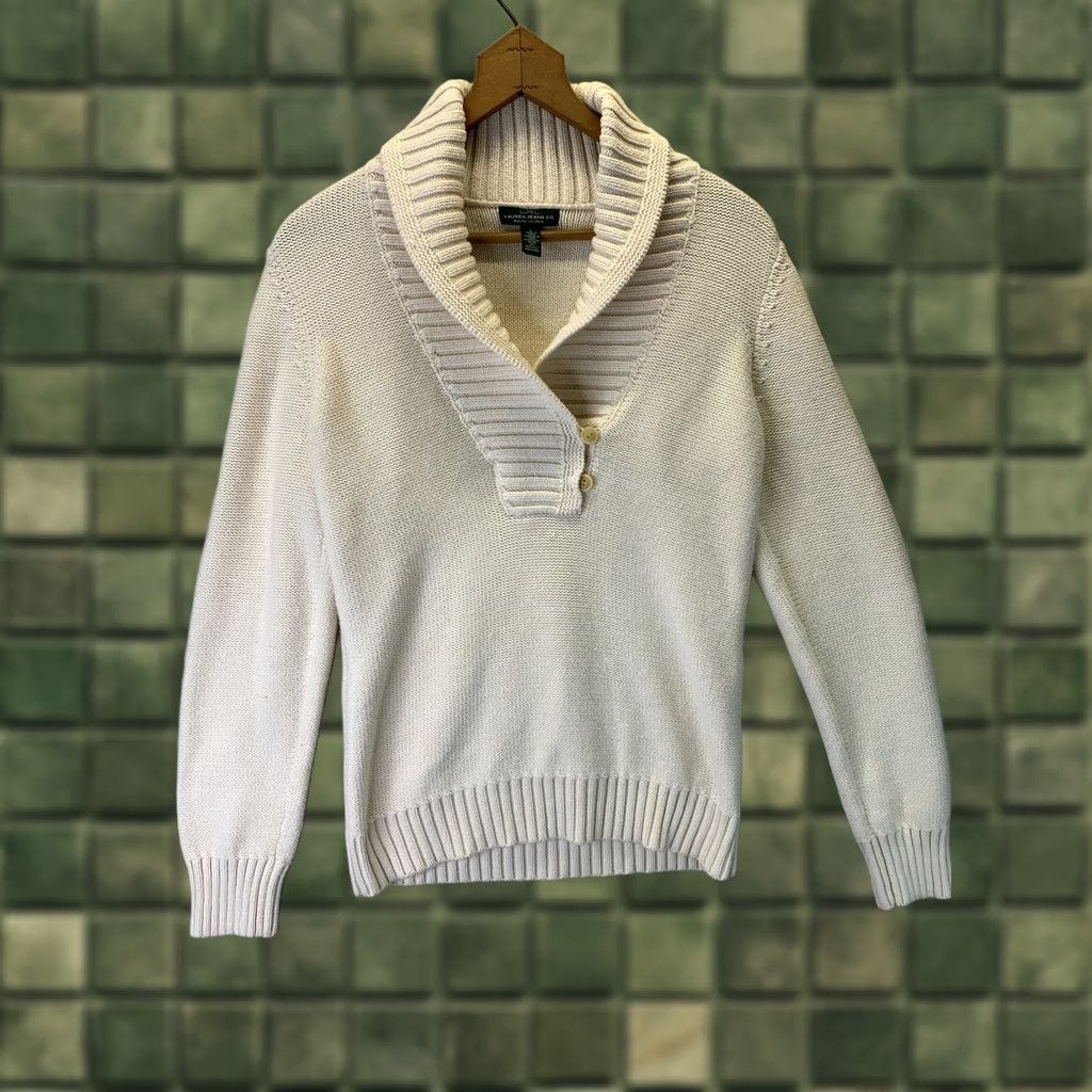 Ralph Lauren Ralph Lauren LRL Women’s Ivory Knit Sweater Long Sleeve Pullover #3503 Size L / US 10 / IT 46 - 1 Thumbnail