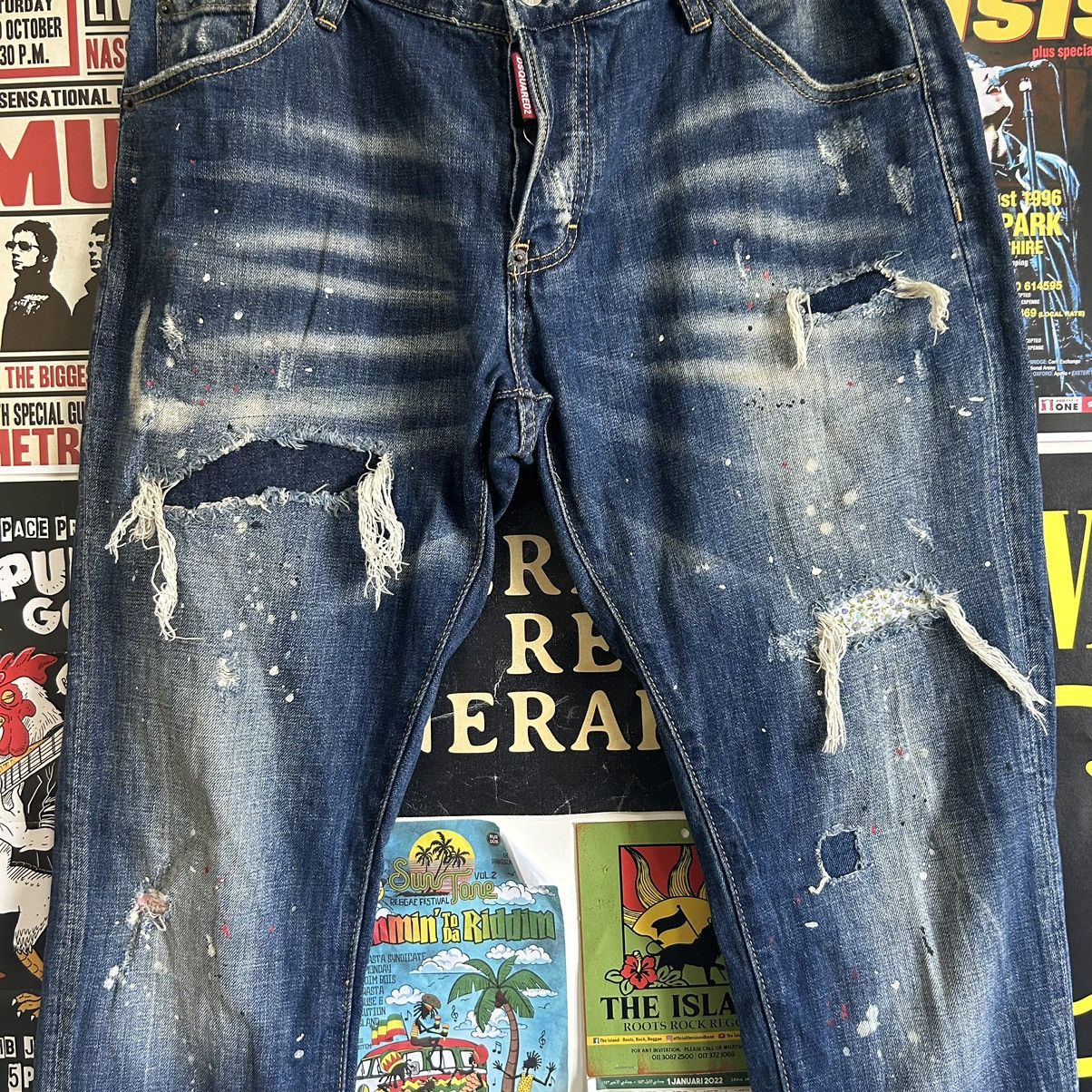 Dsquared2 Vintage Dsquared2 Paint Splash Patches Distressed Denim Size US 37 - 3 Thumbnail