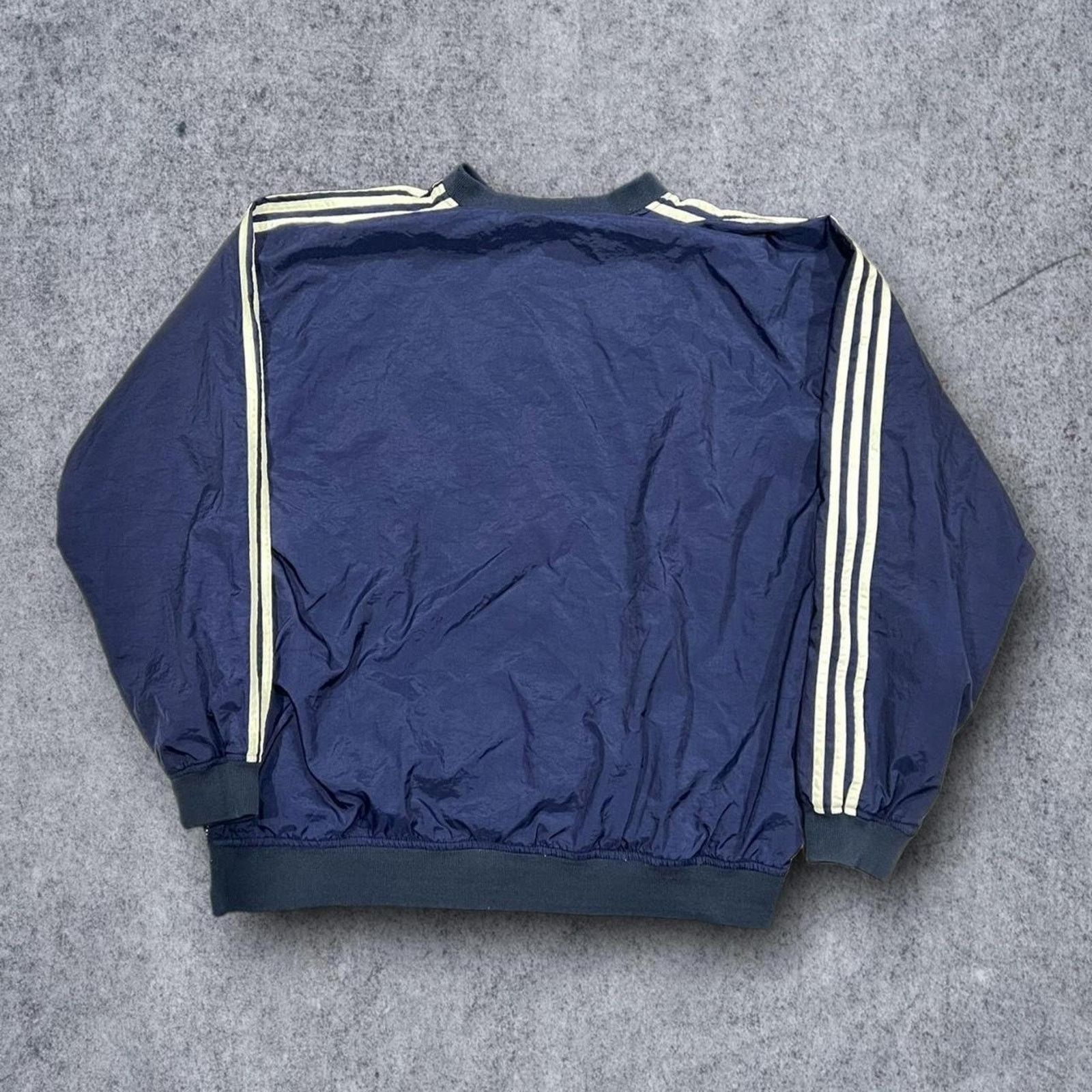 Adidas Adidas Vintage 90s Navy Blue & White Windbreaker Pullover Size US XL / EU 56 / 4 - 3 Thumbnail