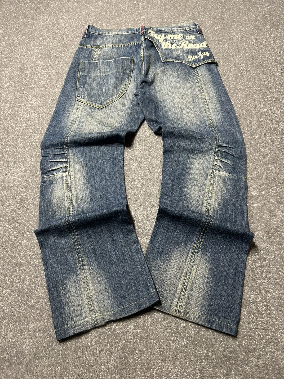 Dee-Jay Men’s Baggy Jeans W32 Y2K Vintage Lettering Pocket