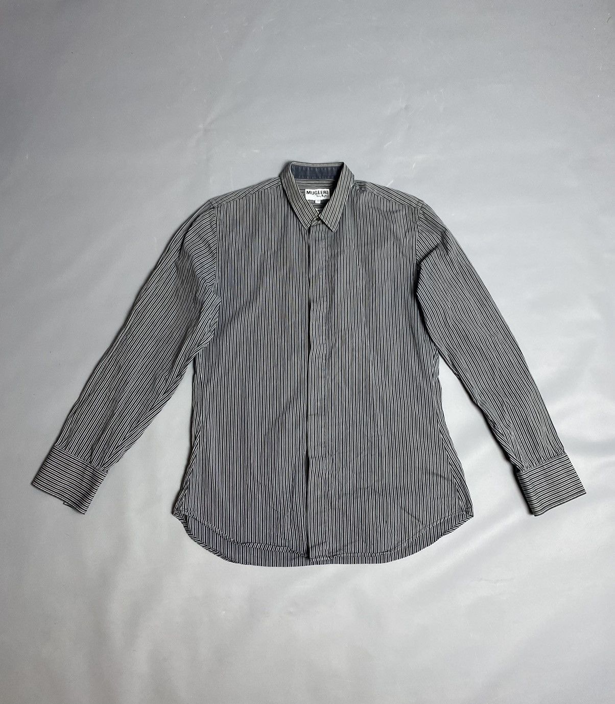 Thierry Mugler Vintage Thierry Mugler Striped Slim Snap Button Shirt Sz 40 Size US M / EU 48-50 / 2 - 1 Thumbnail