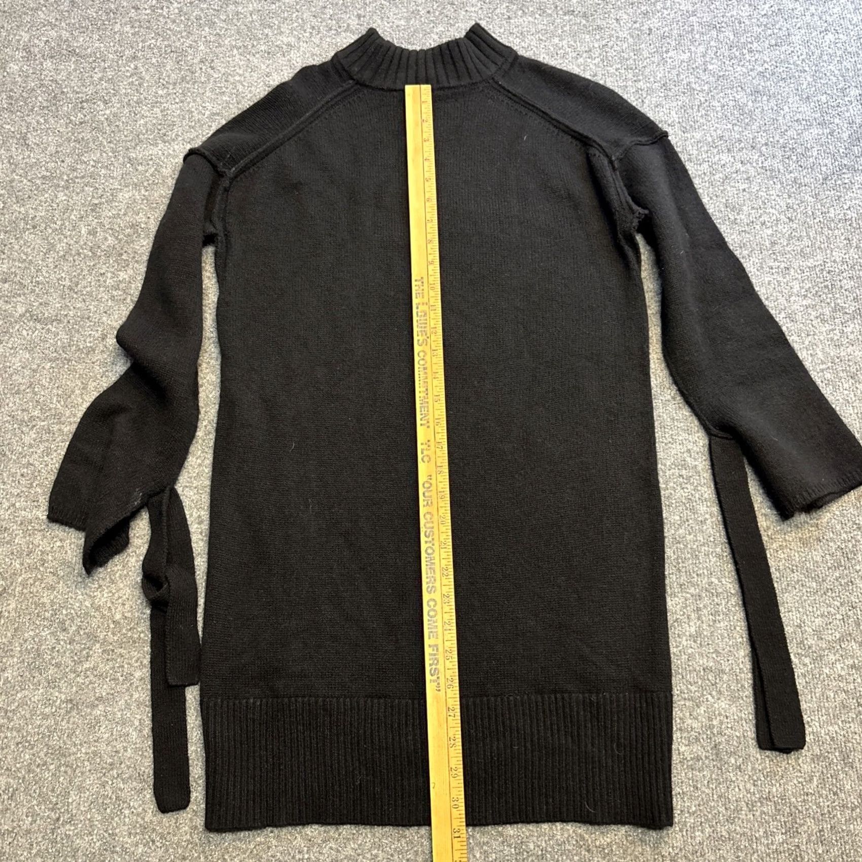Brochu Walker BROCHU WALKER Sweater Dress Womens XS Black Mock Neck Collared Knit Bow Raglan Sleeve Short Length Size XS / US 0-2 / IT 36-38 - 5 Thumbnail