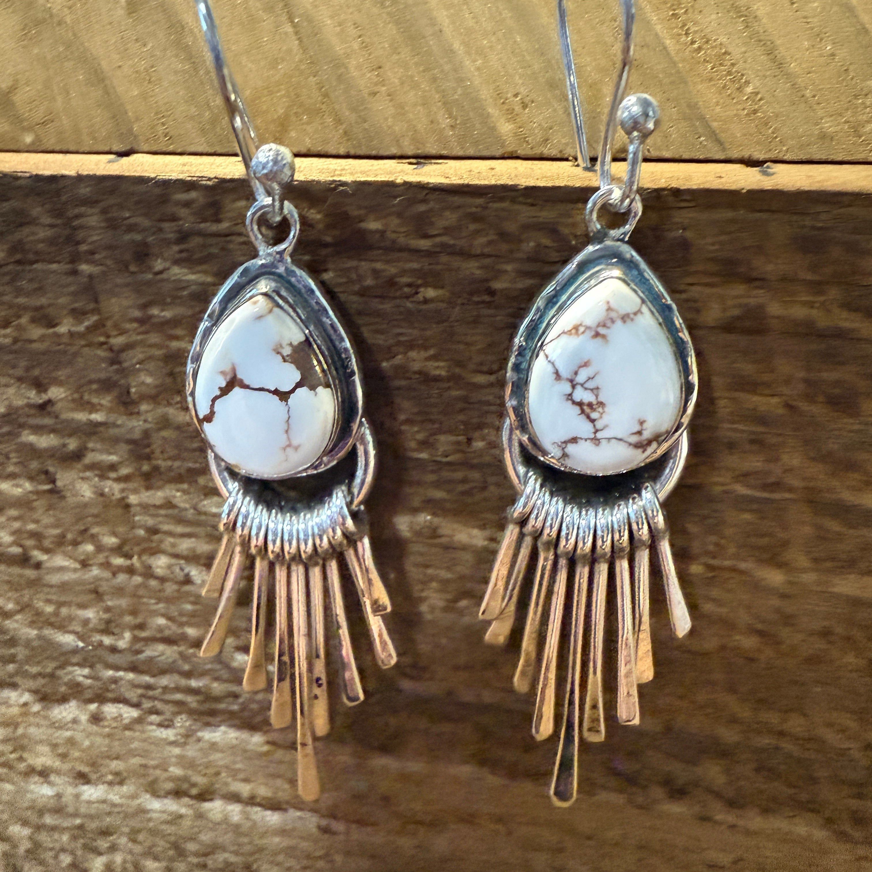 Other Wild Horse Dahlia Turquoise Silver Dangle Earrings 2.7In Size ONE SIZE - 6 Thumbnail