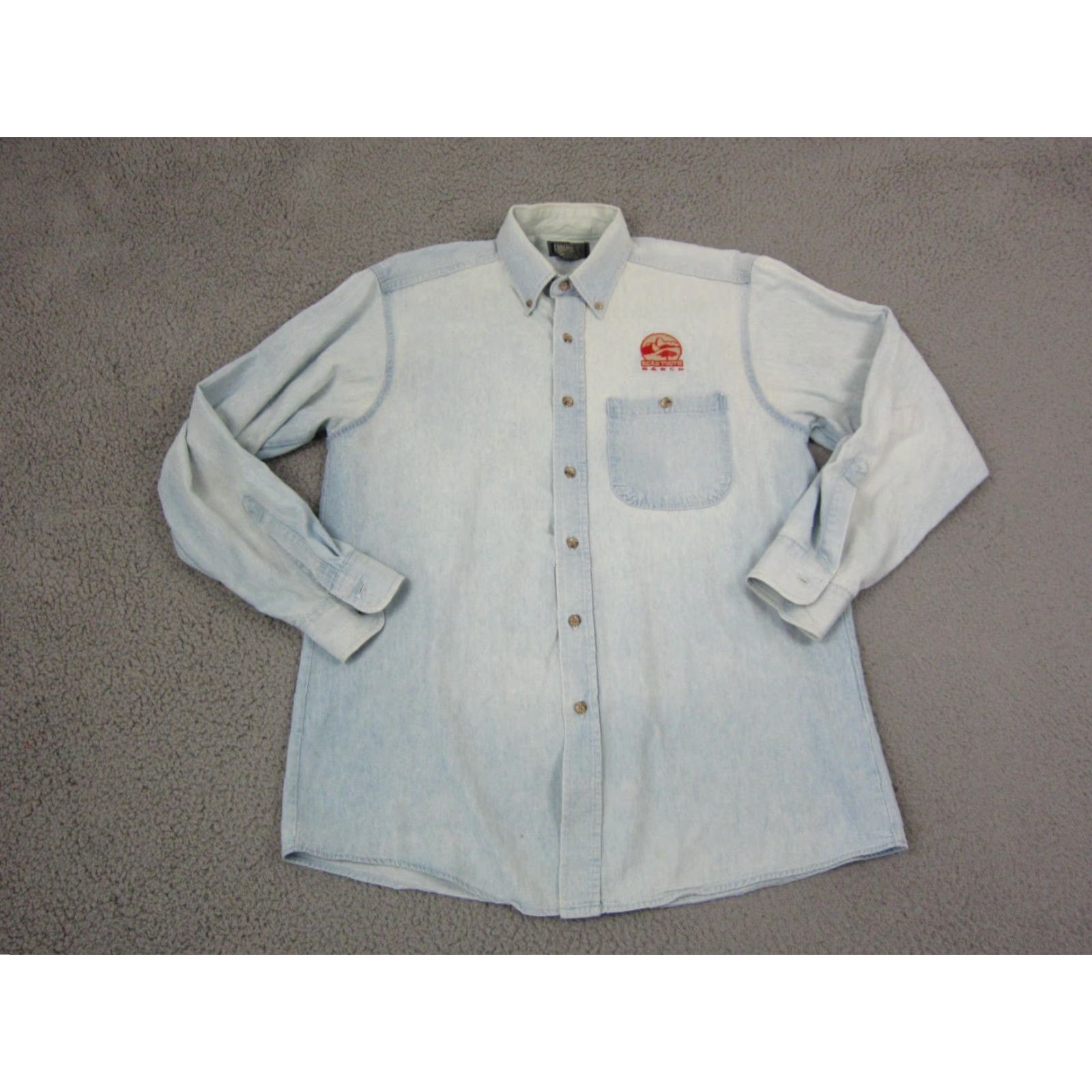 Vintage VINTAGE Coosa County Denim Button-Up Shirt Mens Adult M 90s Blue Denim Cotton Long Sleeve Pockets Made in USA Size US M / EU 48-50 / 2 - 2 Thumbnail