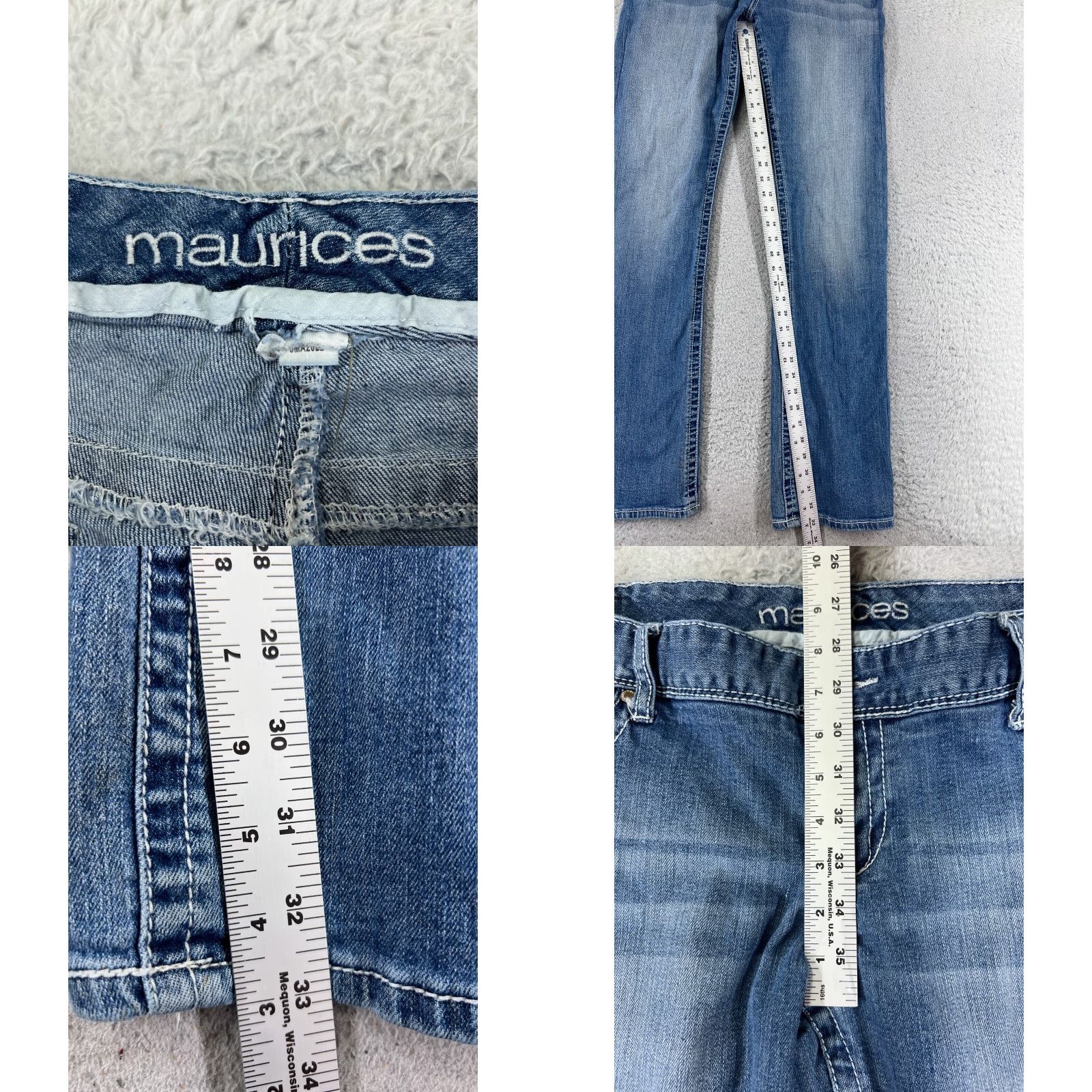 Vintage Maurices Jeans Womens 28 Blue Denim Cotton Mid Rise Bootcut Western 28x33 Regular Stretch Machine Washable Medium Blue Women's Jeans Western 90s? Size 30" / US 8 / IT 44 - 8 Thumbnail