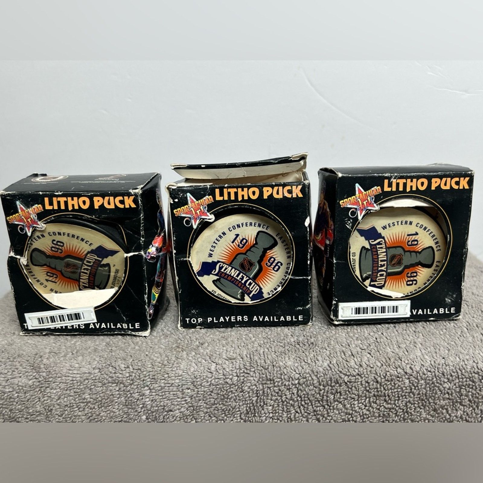 NHL (3) 1996 Litho Pucks Florida Panthers Ed Jovanoski RARE Size ONE SIZE - 6 Thumbnail