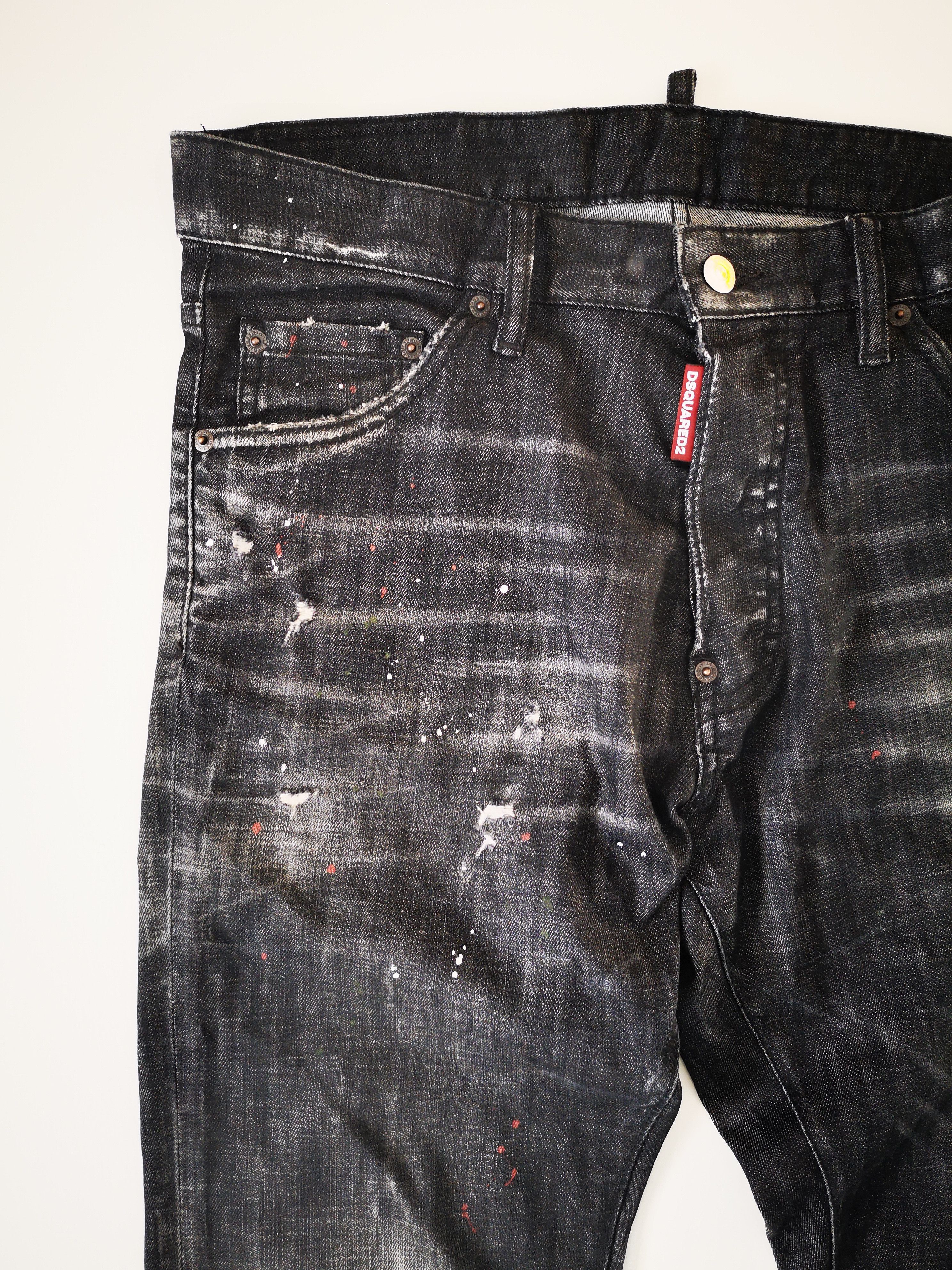 Dsquared2 DSQUARED2 24' BLACK USED DENIM PAINTED COOL GUY JEANS GR. 48 Size US 32 / EU 48 - 15 Thumbnail
