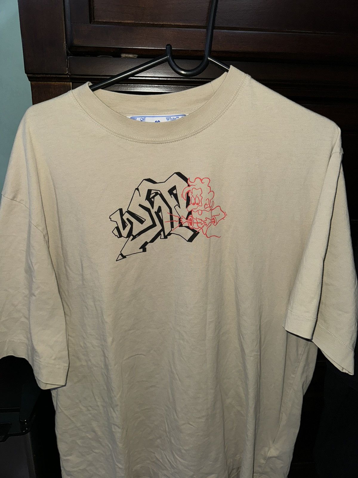 Off-White Off White Beige Graffiti T-Shirt Size US M / EU 48-50 / 2 - 1 Thumbnail