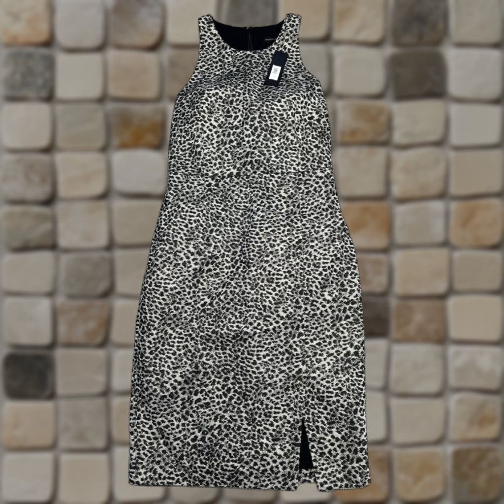 Banana Republic Banana Republic Sheath Dress Womens 10 Black Leopard Lined Sparkle Metallic New Size L / US 10 / IT 46 - 1 Thumbnail
