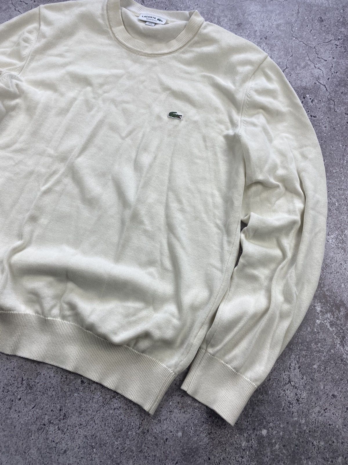 Lacoste × Vintage Lacoste Vintage Sweater Box Fit Size M Milky Wool Knit Size US M / EU 48-50 / 2 - 2 Thumbnail