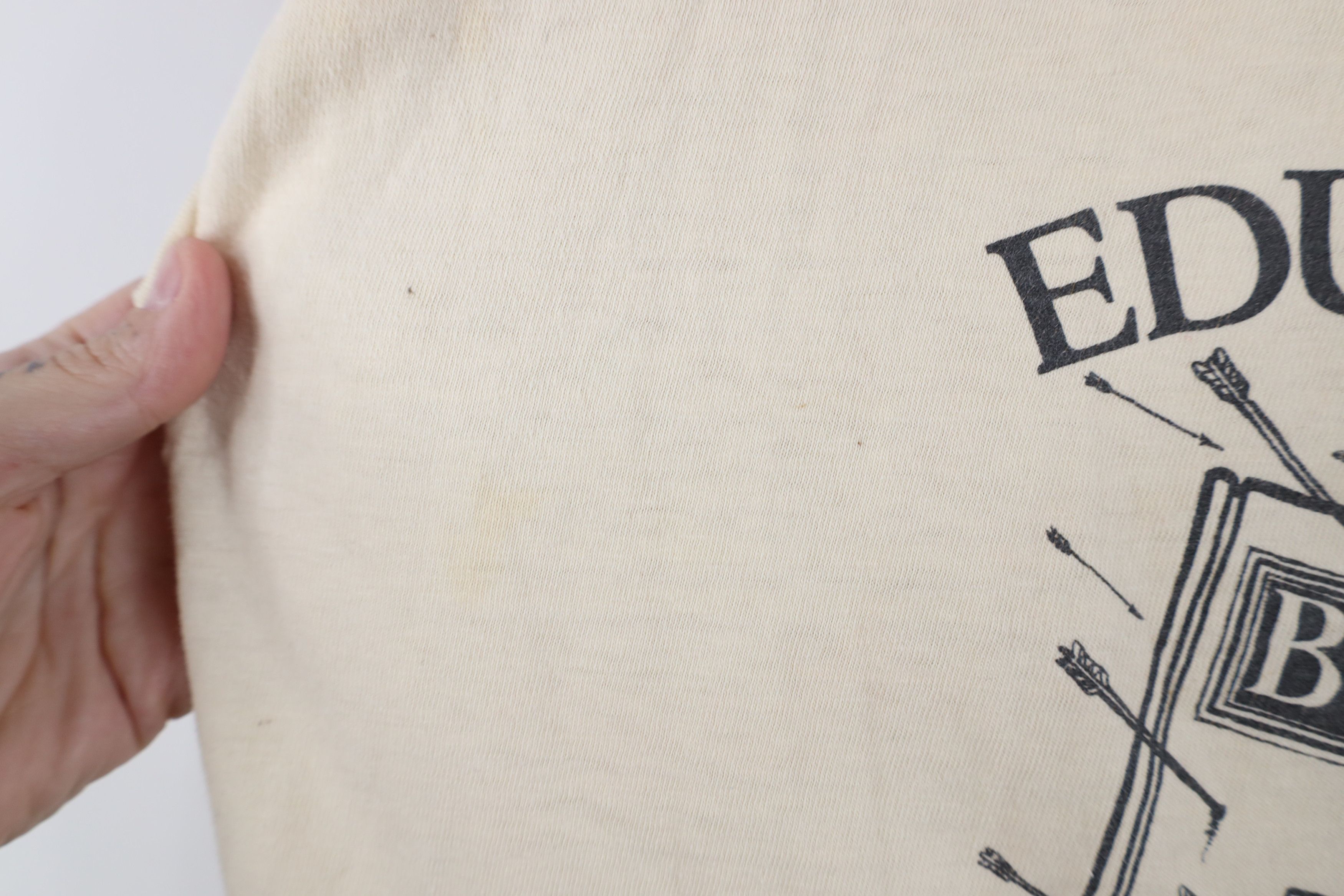 Vintage Vintage 80s Education Our Best Defense T-Shirt Beige USA Size US M / EU 48-50 / 2 - 6 Thumbnail