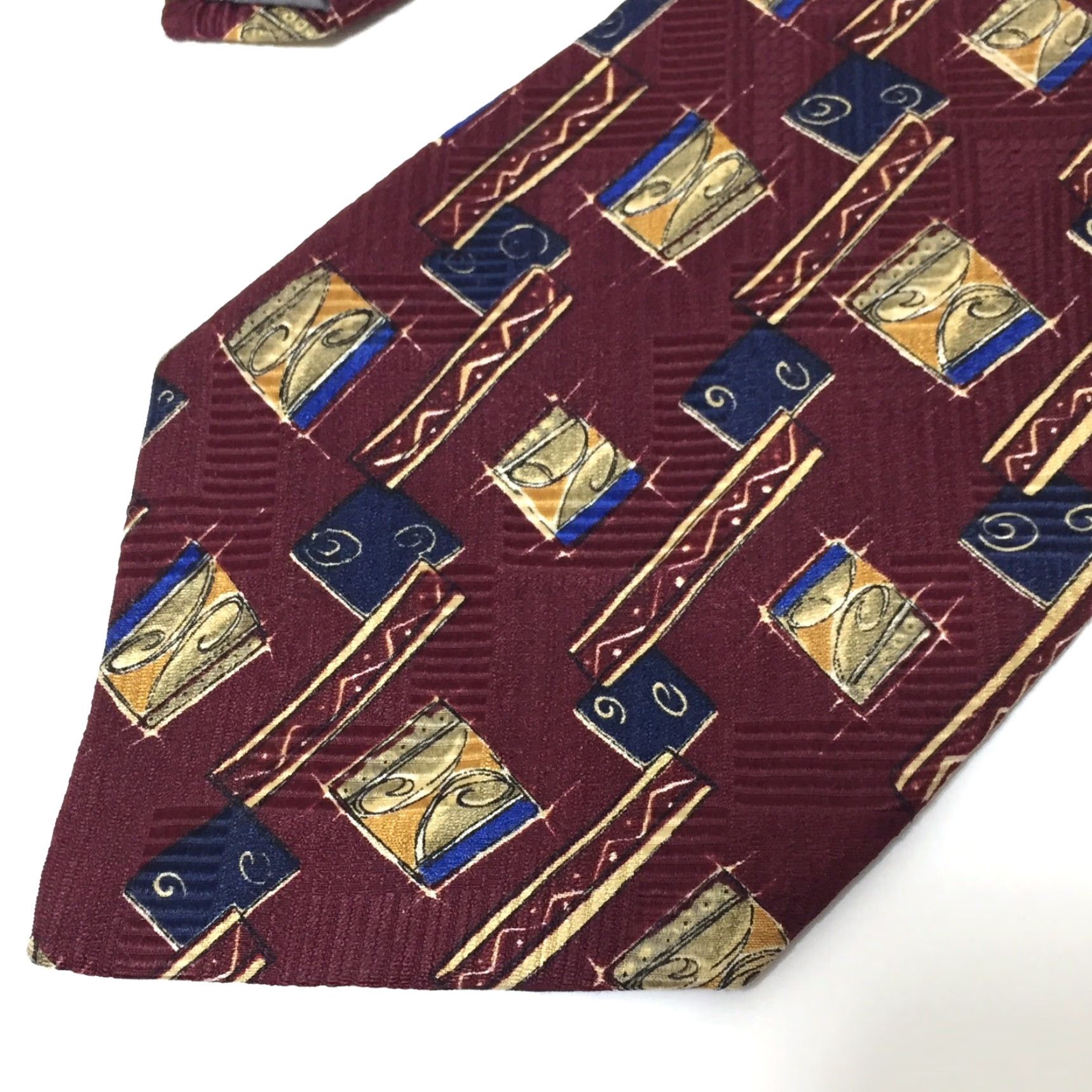 Robert Talbott Robert Talbott Necktie Red 100% Silk Geometric Mens Tie 65" long 4" wide Size ONE SIZE - 3 Thumbnail