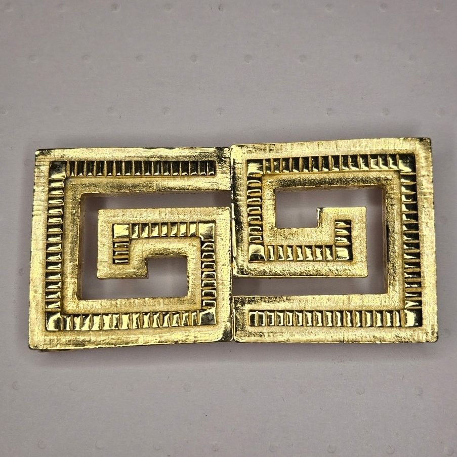 Vintage Vintage 1981 Mimi Di N Greek Key Maze Geometric Belt Buckle Size ONE SIZE - 1 Thumbnail