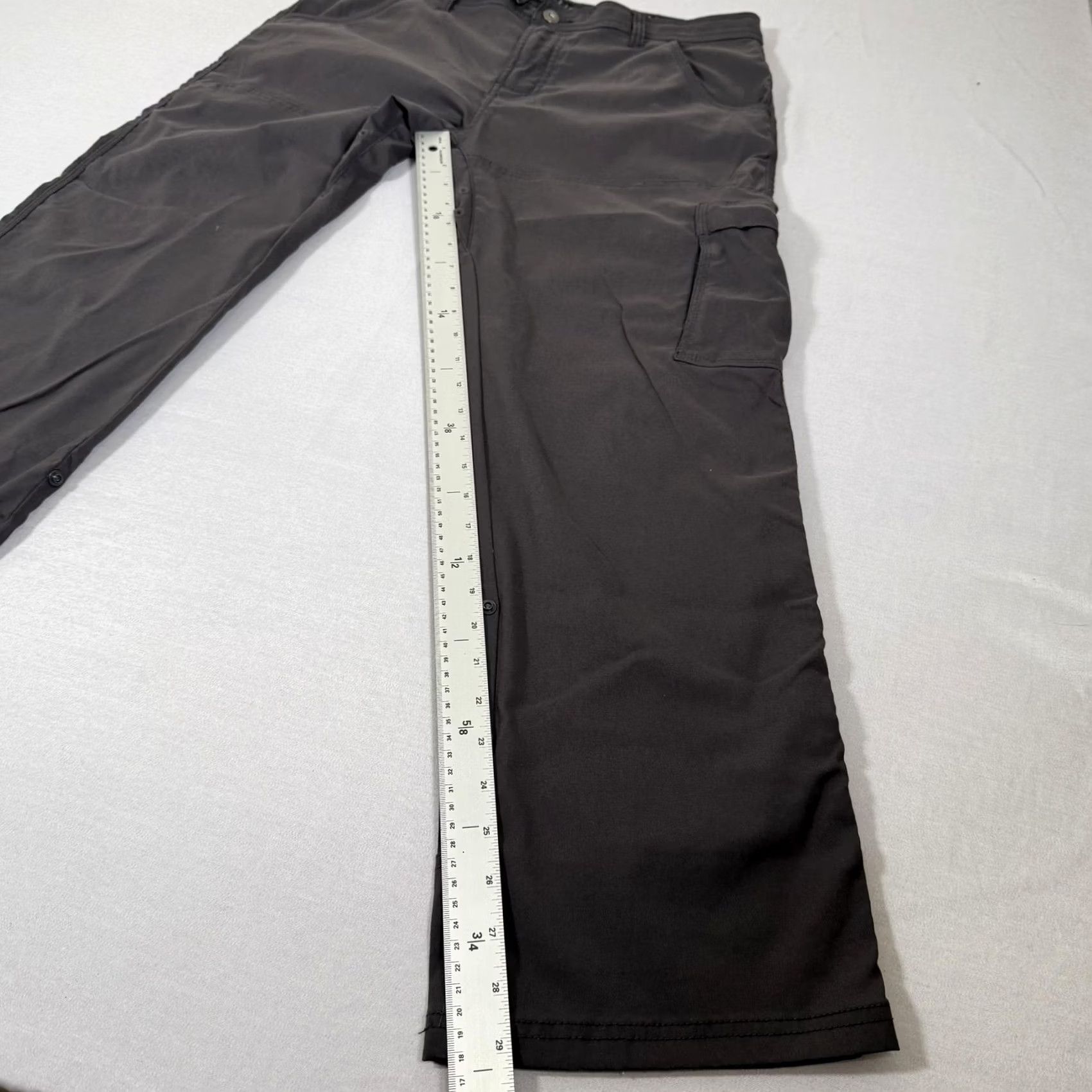 Prana prAna Zion Stretch Cargo Pants Mens 34x30 Gray Lightweight Hiking Outdoor Belted Zip Fly Pockets Cargo Waist Adjustable Regular Fit Casual Travel Mens Size US 34 / EU 50 - 4 Thumbnail