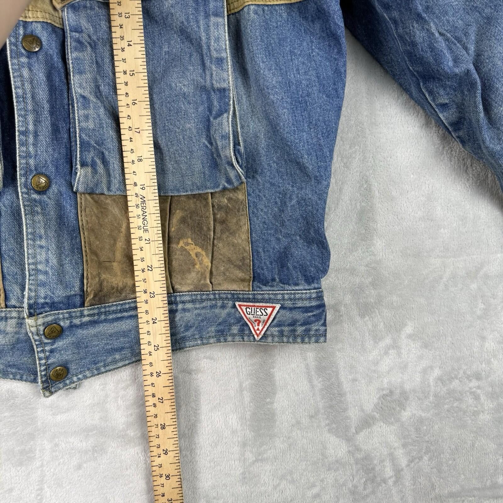 Guess VTG Guess Georges Marciano Denim Jacket Leather Patchwork L Size US L / EU 52-54 / 3 - 6 Thumbnail