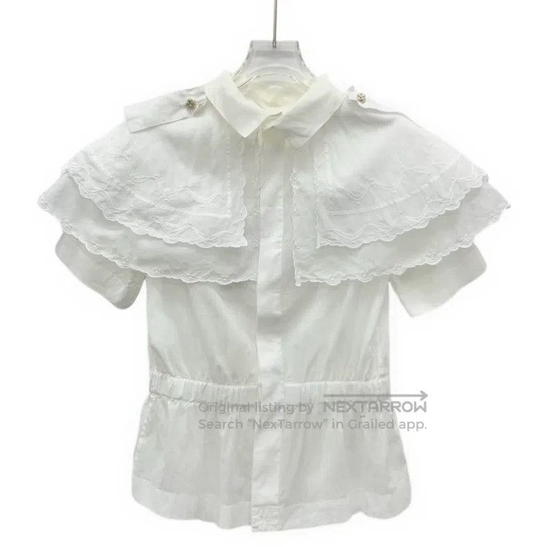 Chanel Chanel White lace waisted short-sleeved shirt Size XXS / US 00 / IT 34 - 2 Thumbnail