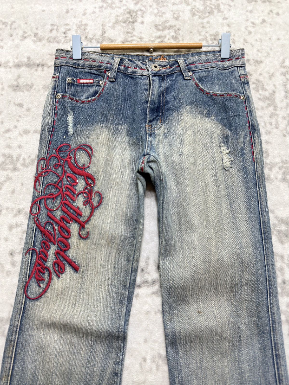 Southpole Vintage Southpole Y2K Flared Tribal Embroidery Denim Size US 29 - 3 Thumbnail