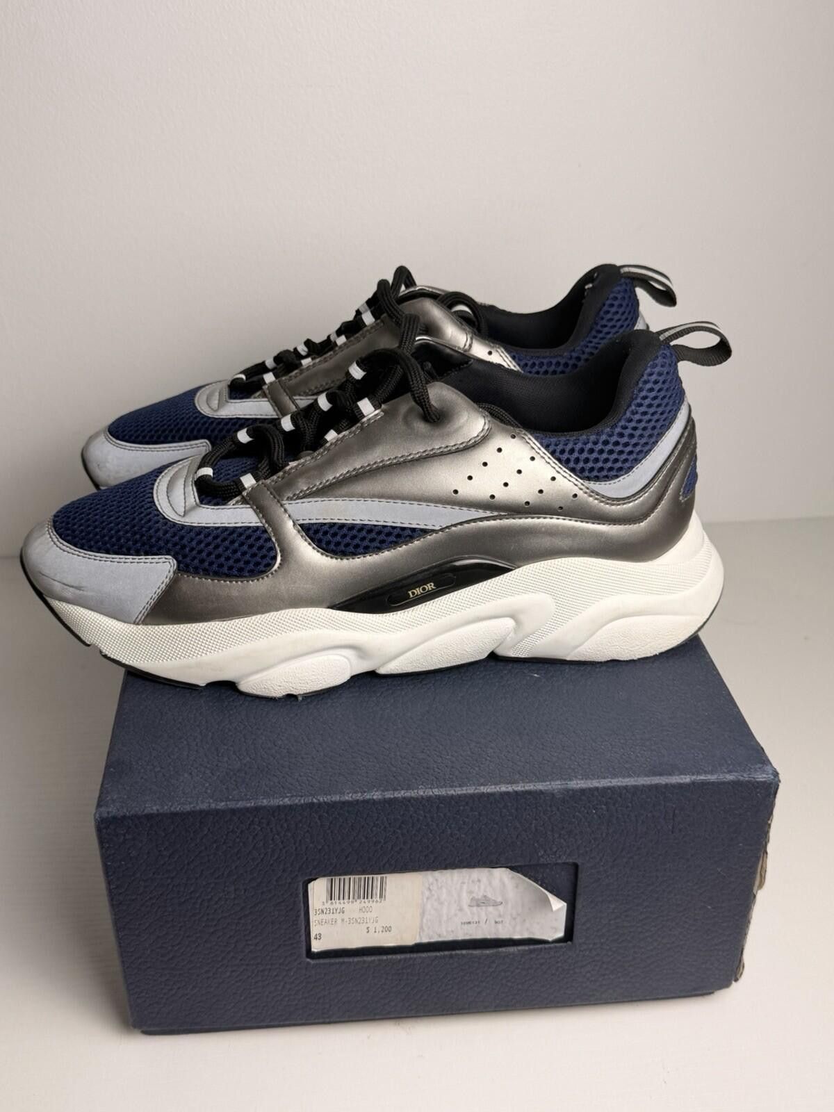 Dior Dior B22 Sneakers Silver & Navy Blue Mesh SZ 44 (US 11) Size US 11 / EU 44 - 2 Thumbnail