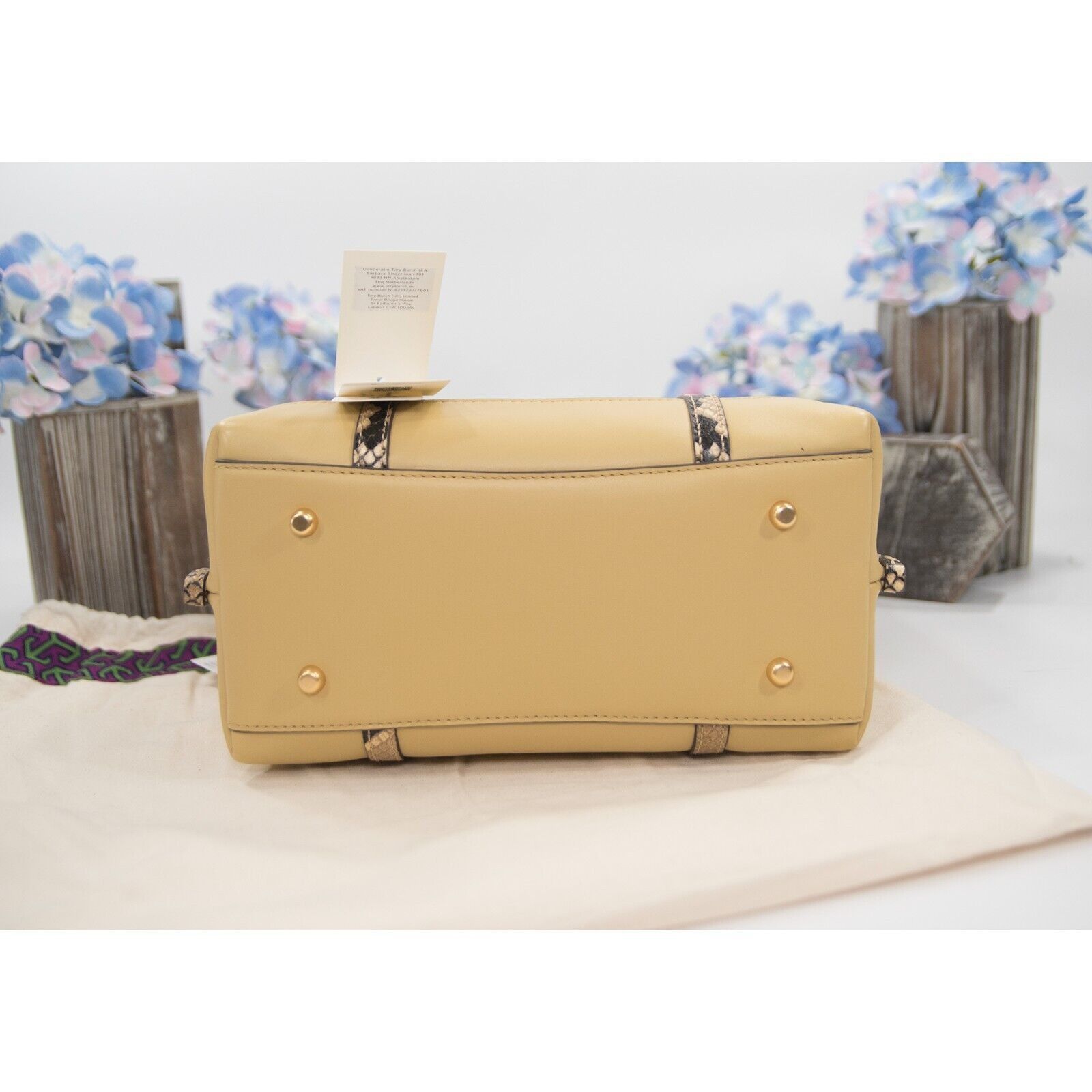 Tory Burch Tory Burch Perry Cornbread Suede Exotic Snake Small Tote Size ONE SIZE - 7 Thumbnail
