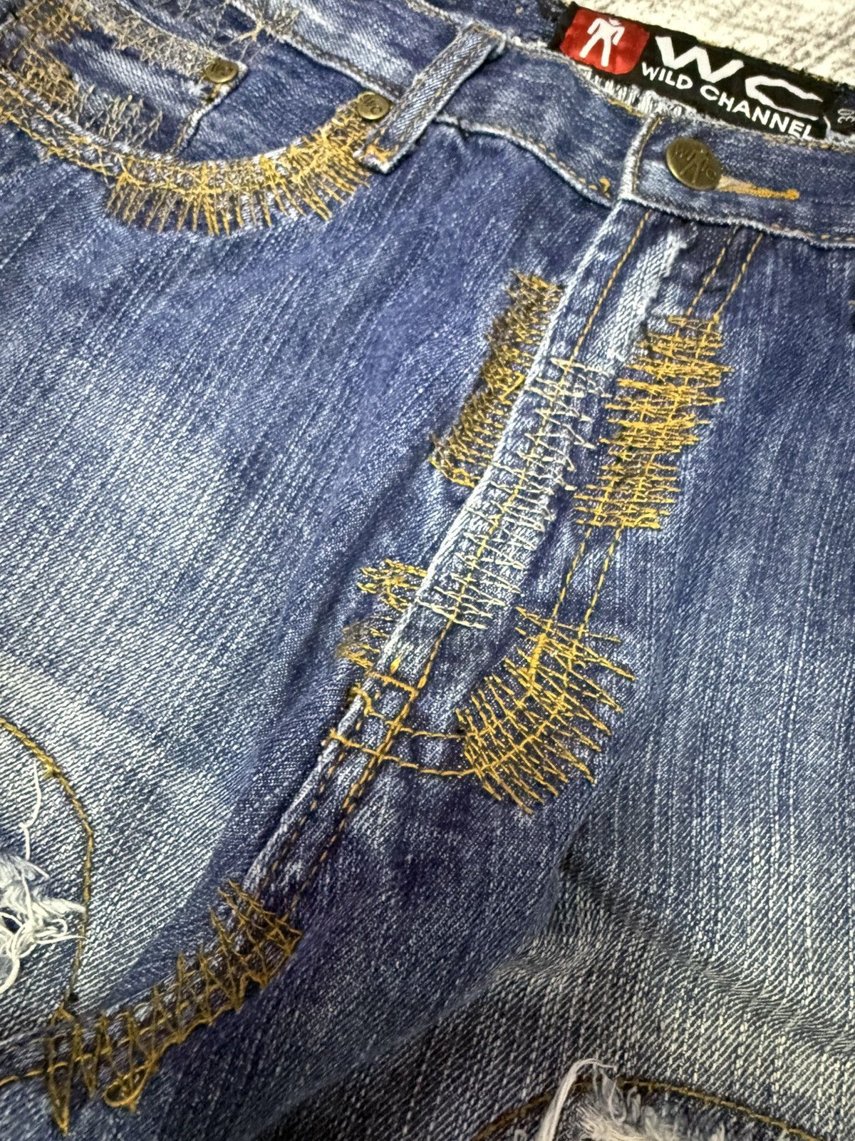 Hysteric Glamour × Japanese Brand Wild Chanel Destroyed Repaired Heavy Stitched Jeans Size US 30 / EU 46 - 11 Thumbnail