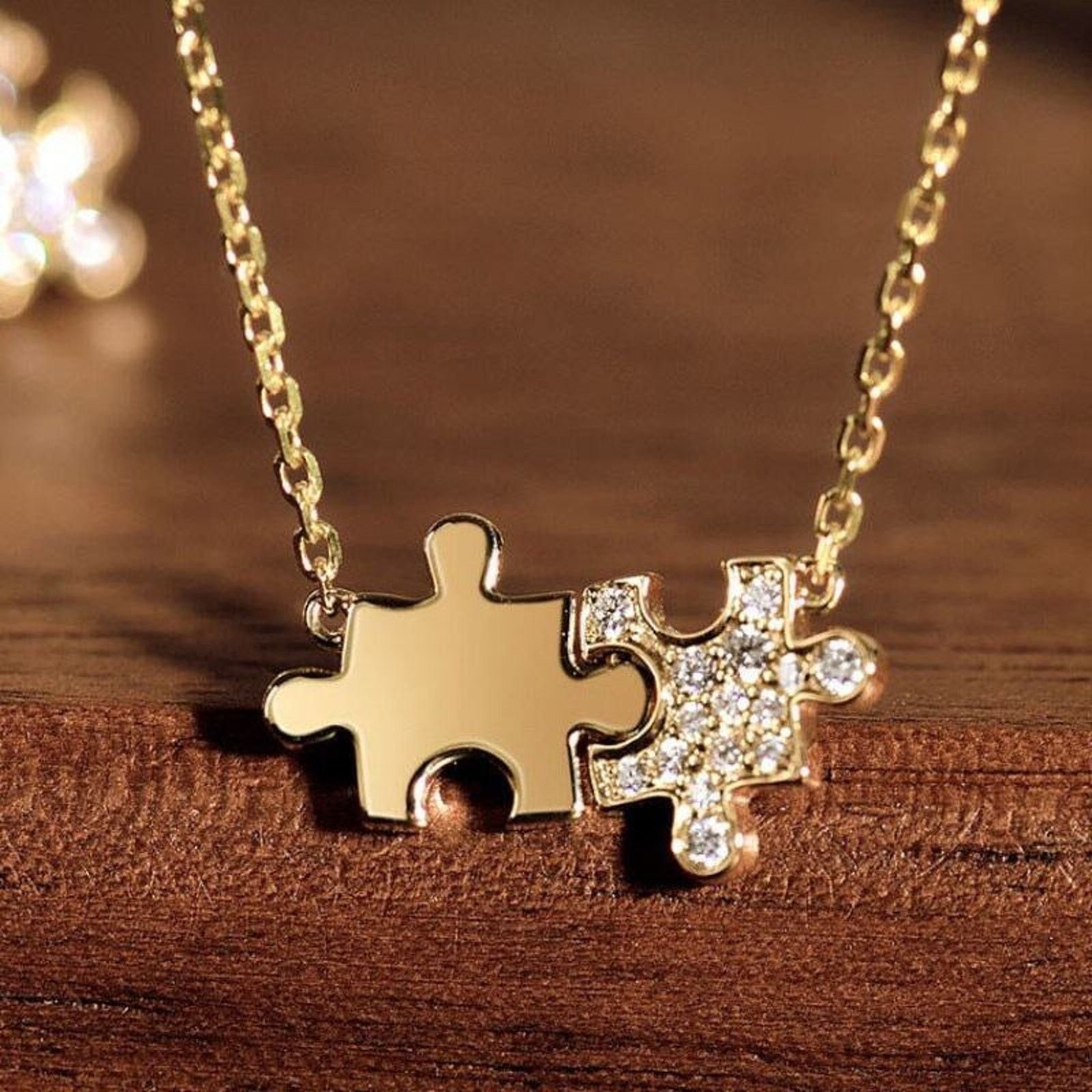 Other Puzzle Piece Stud Earrings Sterling Silver 14K Gold Plated Size ONE SIZE - 4 Thumbnail