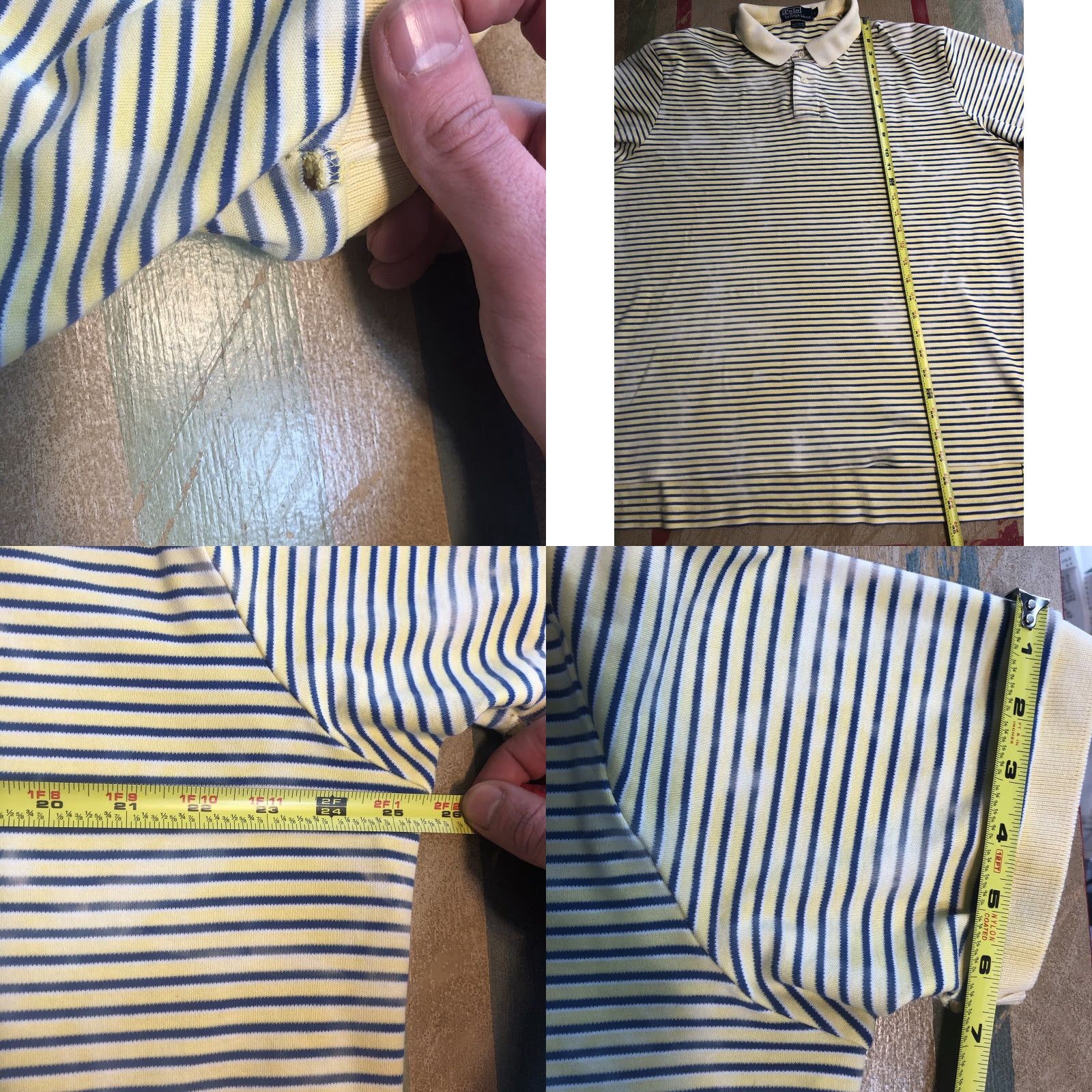 Polo Ralph Lauren Polo Ralph Lauren Polo Shirt XL Yellow Tie-Dye Acid Wash Short Sleeve Striped Vintage Men Size US XL / EU 56 / 4 - 8 Thumbnail