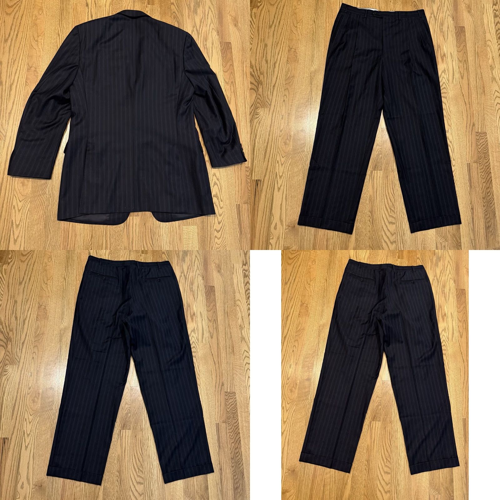 Canali CANALI 2 Piece Suit Wool Blue Stripe 100% Wool 52L Regular Italian Made In Italy Men Jacket & Pants 35x31 Size 52R - 9 Thumbnail