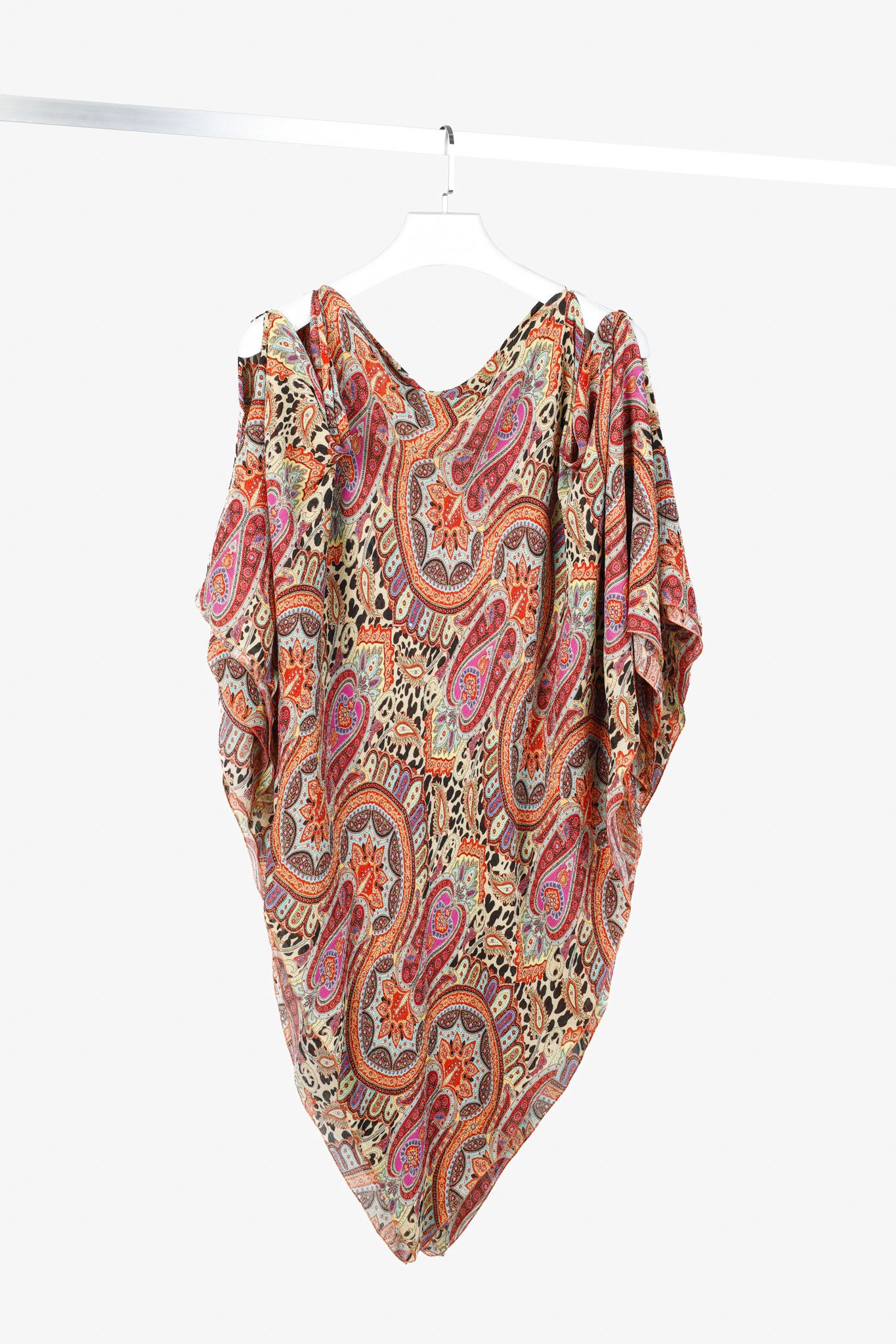 Etro Etro Orange Paisley Silk Poncho Caftan Tunic Dress Size M / US 6-8 / IT 42-44 - 1 Thumbnail