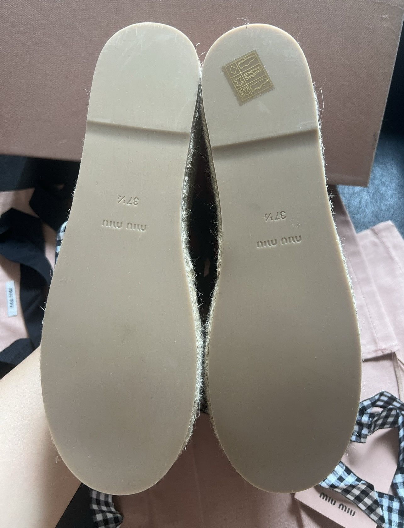 Miu Miu 🔥 Miu Miu Girl iconic leather ballerina ballet shoes Size US 5 / EU 37 - 7 Thumbnail