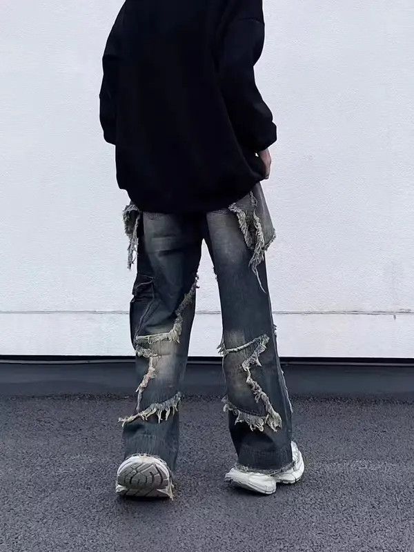 VIBE Vintage washed distressed star raw edge jeans Size US 32 / EU 48 - 4 Thumbnail