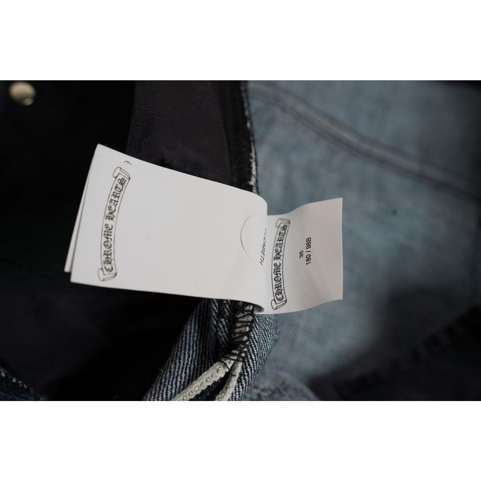 Chrome Hearts Indigo Denim Fleur Knee Jeans Black White & Brown Patches Size US 36 / EU 52 - 8 Thumbnail