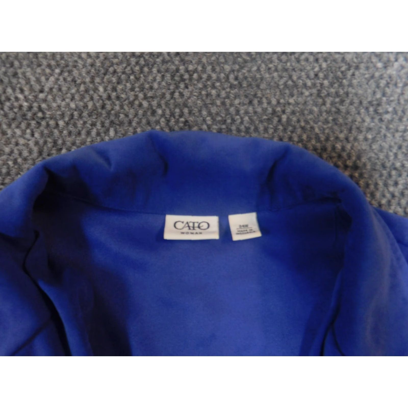 Vintage Cato Blazer Womens 24W Blue One-Button Notch Lapel Short Sleeve Solid Modern Tuxedo Lightweight Fall Winter Plus Size Jacket Coat Size 4XL / US 24-26 - 4 Thumbnail