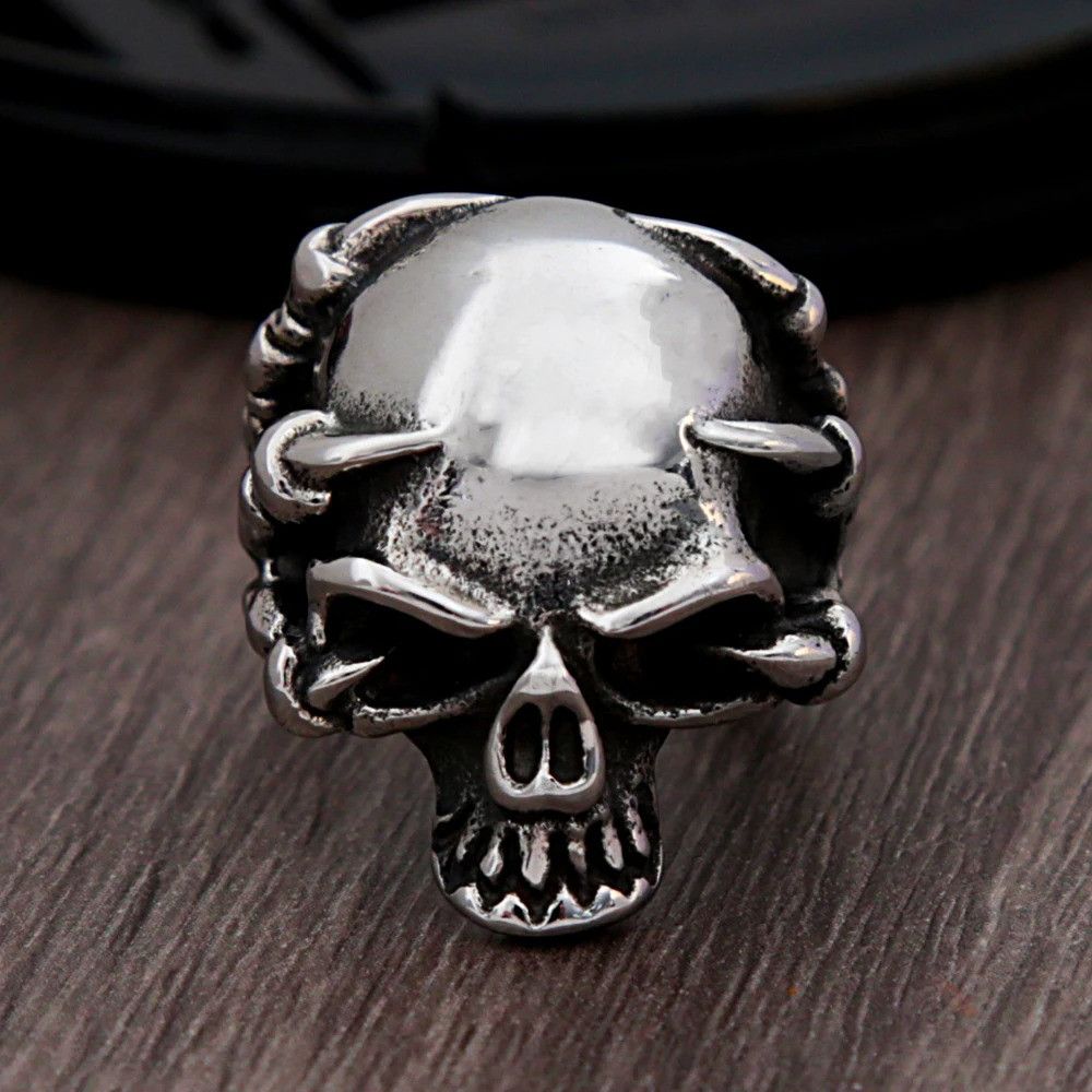 Vintage Gothic Dragon Claw Skull Ring Size ONE SIZE - 3 Thumbnail