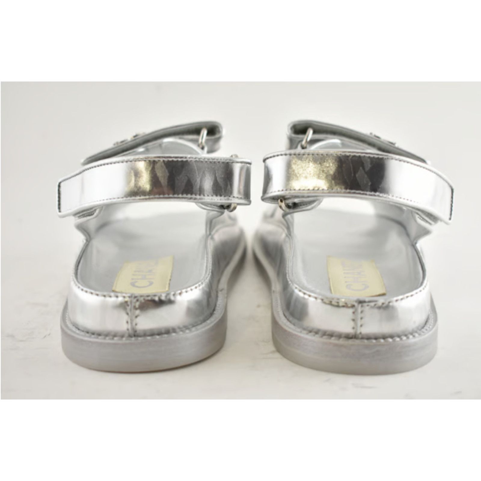 Chanel Chanel 22C Silver Laminated Star CC Logo Mule Slide Size US 5.5 / IT 35.5 - 3 Thumbnail