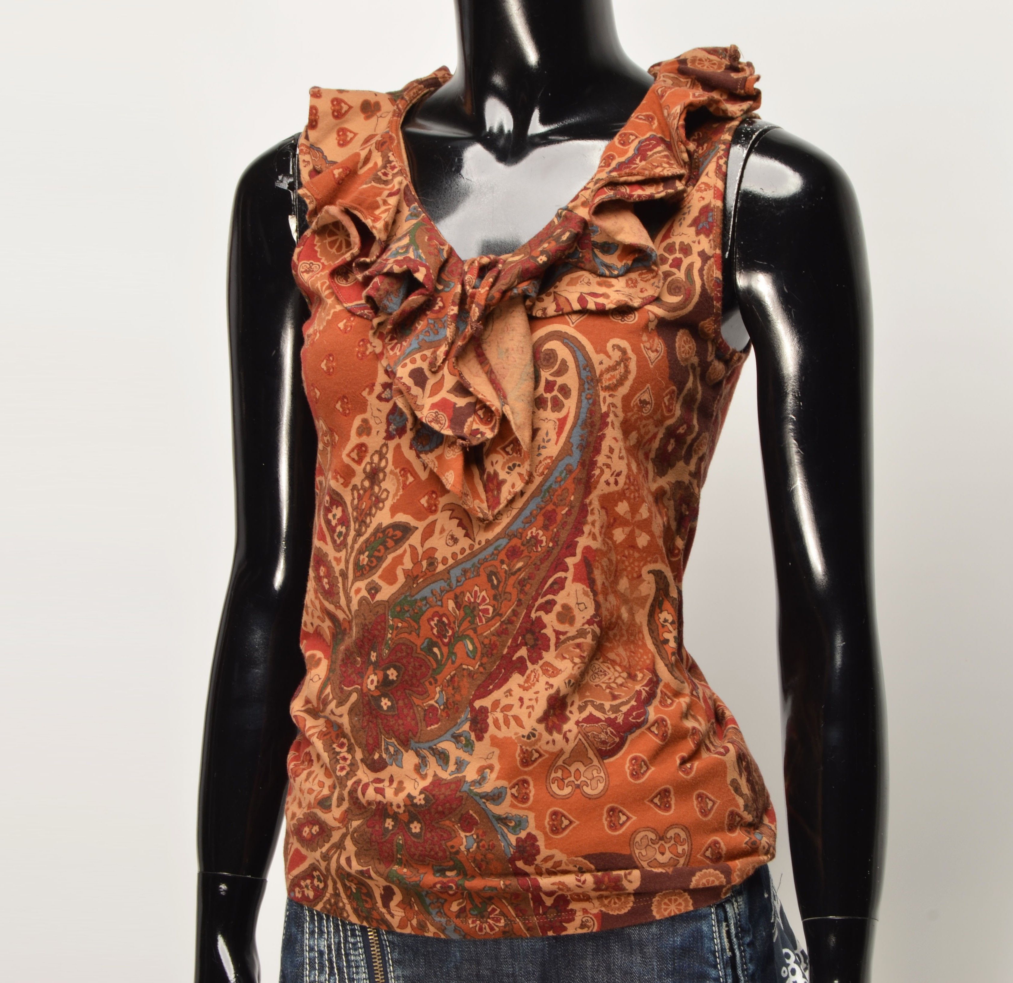 Ralph Lauren Ralph Lauren Boho Paisley Print Ruffle V- Neck Top Size XS / US 0-2 / IT 36-38 - 8 Thumbnail