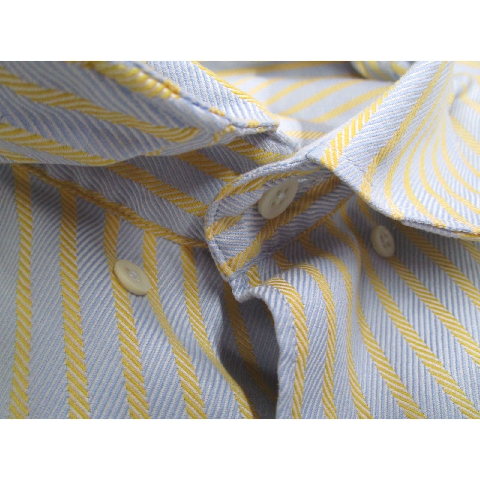 Canali Canali Shirt Men Large Blue Striped Button-Down Long Sleeve Textured Cotton Classic Preppy Mens Size US L / EU 52-54 / 3 - 5 Thumbnail