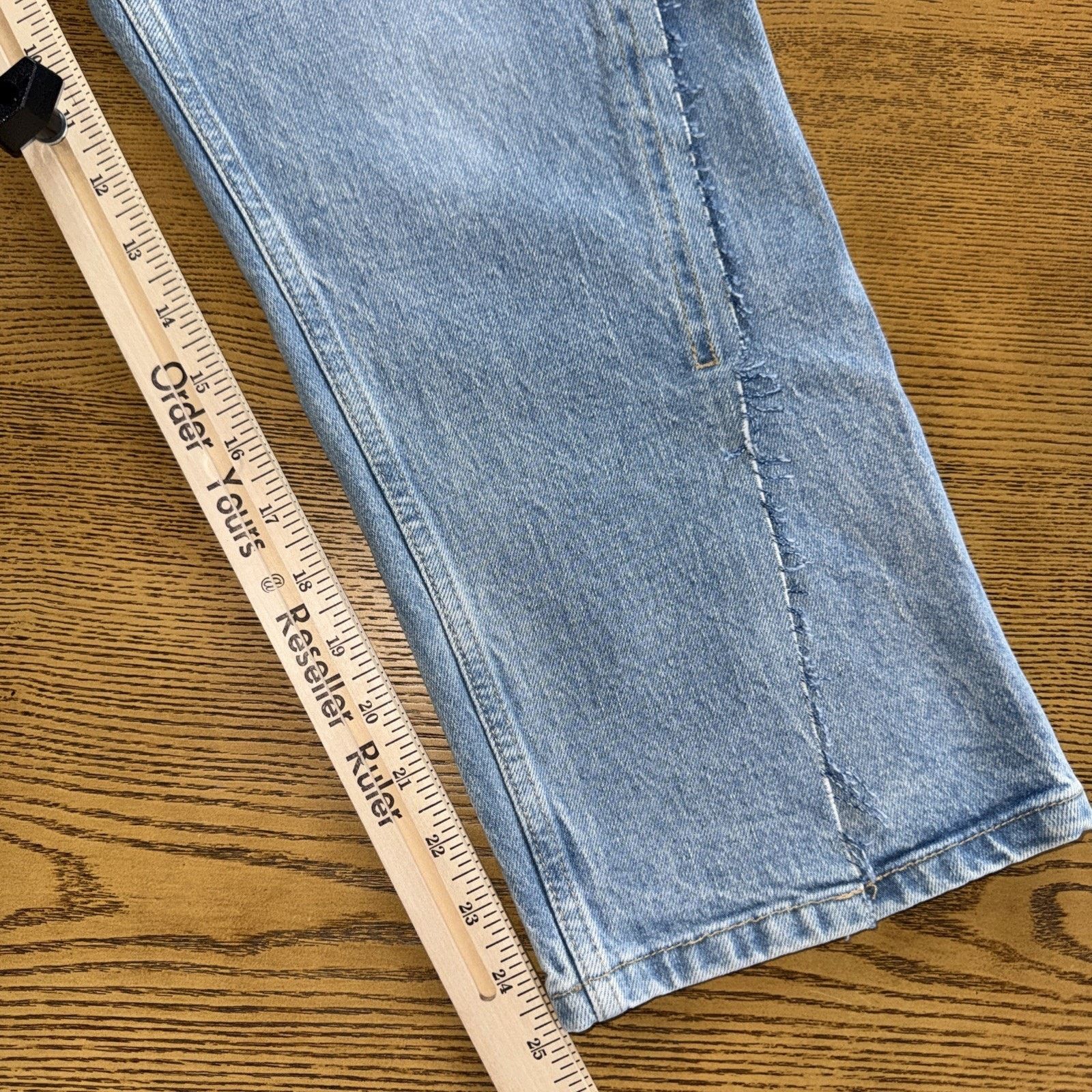 Topshop Frayed Raw Side Seam Jeans Sz 28x25 Light Wash Festival EUC Size 28" / US 6 / IT 42 - 5 Thumbnail