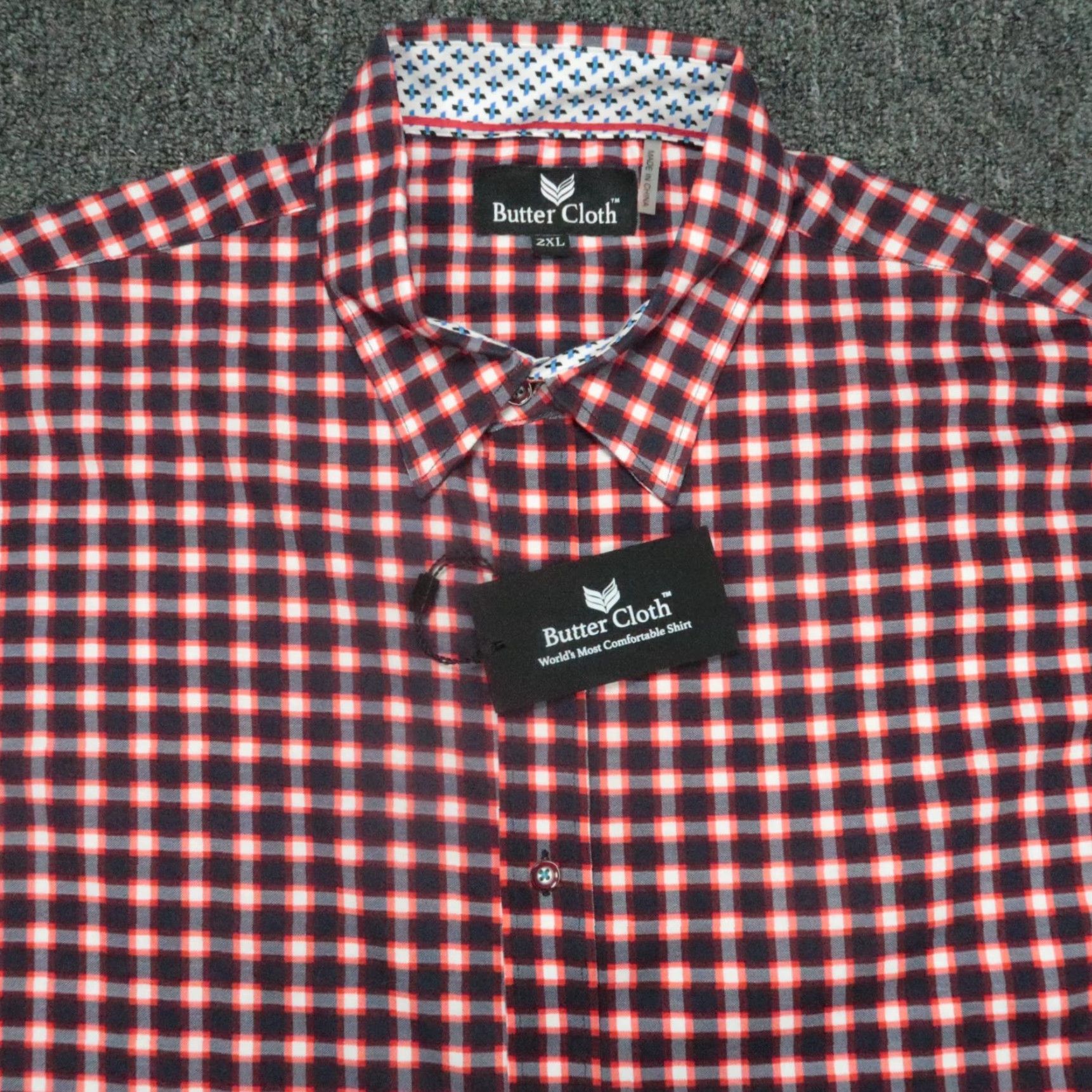 Vintage Buttercloth Shirt Mens XXL Red Blue Gingham Plaid Long Sleeve Button NWT Size US XXL / EU 58 / 5 - 2 Thumbnail