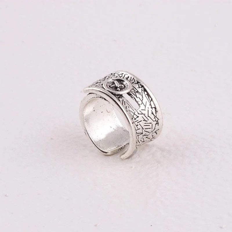 Jewelry × Vintage Retro Clothes Button Wide Ring Size ONE SIZE - 6 Thumbnail