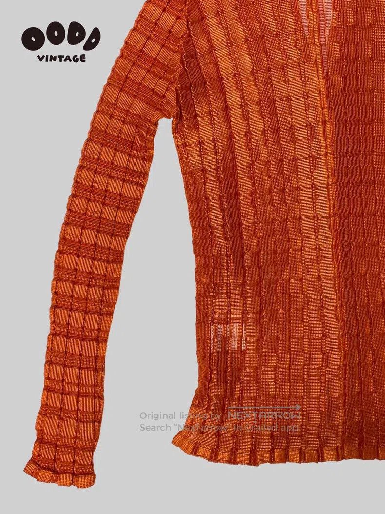 Issey Miyake Issey Miyake Size: Medium Golden Orange Plaid Pleated Shirt Size US S / EU 44-46 / 1 - 7 Thumbnail