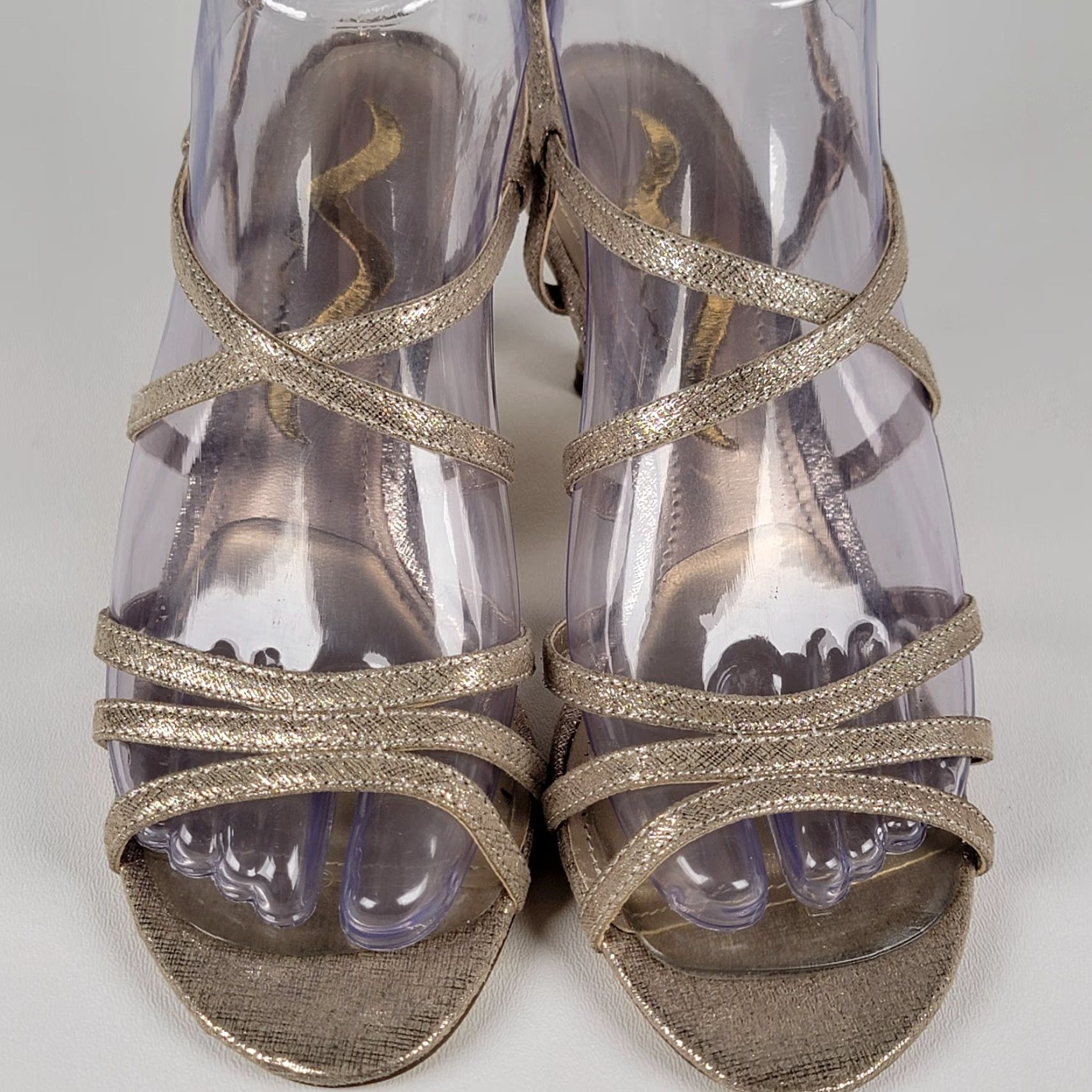 Vintage Nina Genaya Gold Synthetic Open Toe Strappy Dress Sandals Size M / US 6-8 / IT 42-44 - 2 Thumbnail