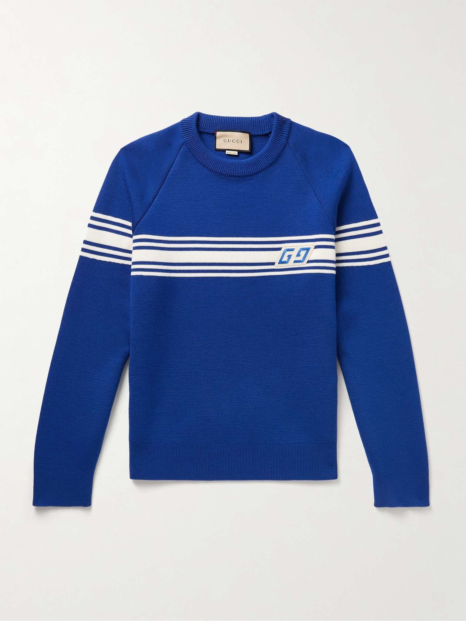 o1s1wg110225 Knit Wool Jumper With Square GG in Blue & White