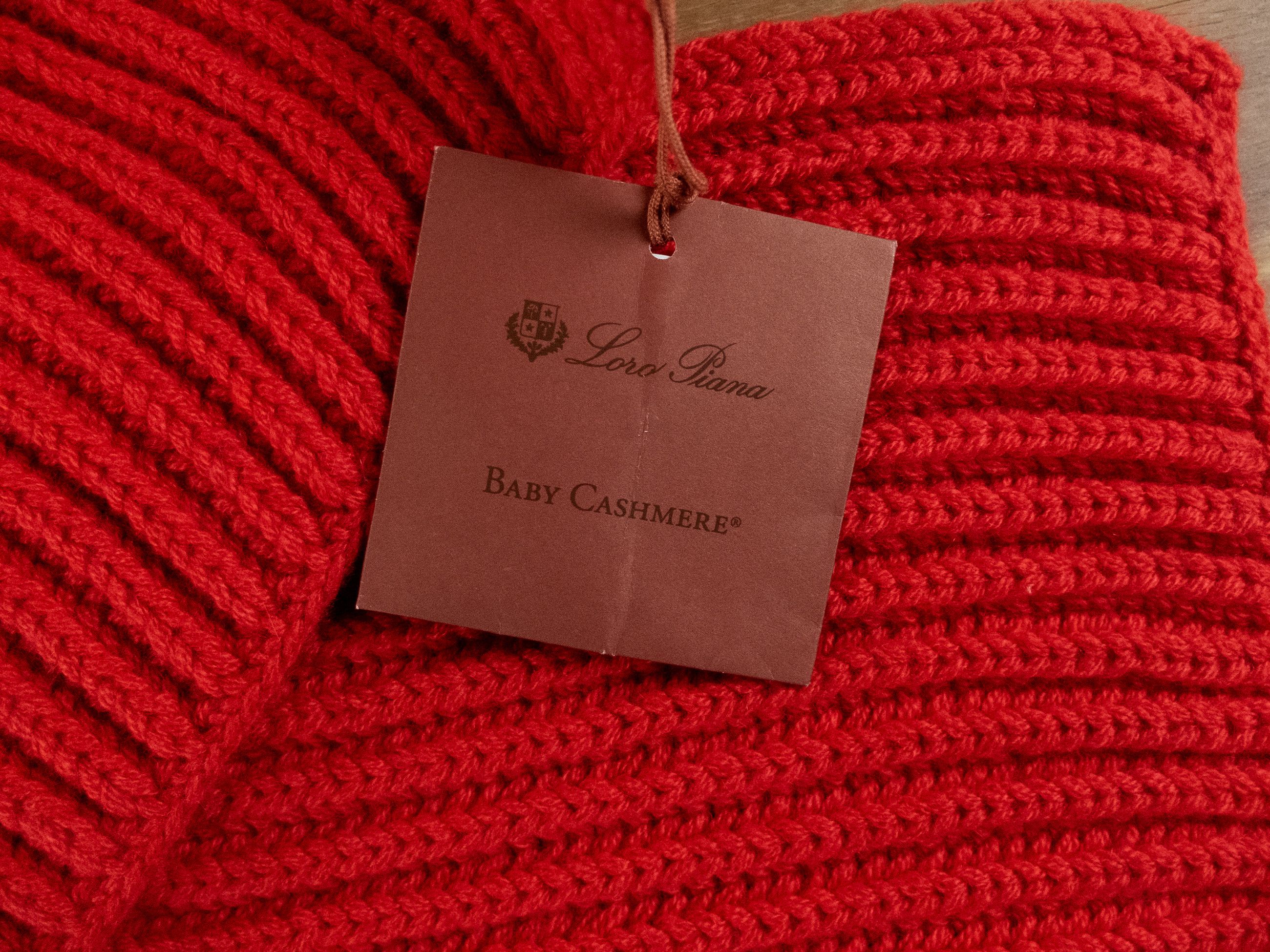Loro Piana LORO PIANA Sciarpa Inglese red rib knit cashmere scarf Size ONE SIZE - 2 Thumbnail