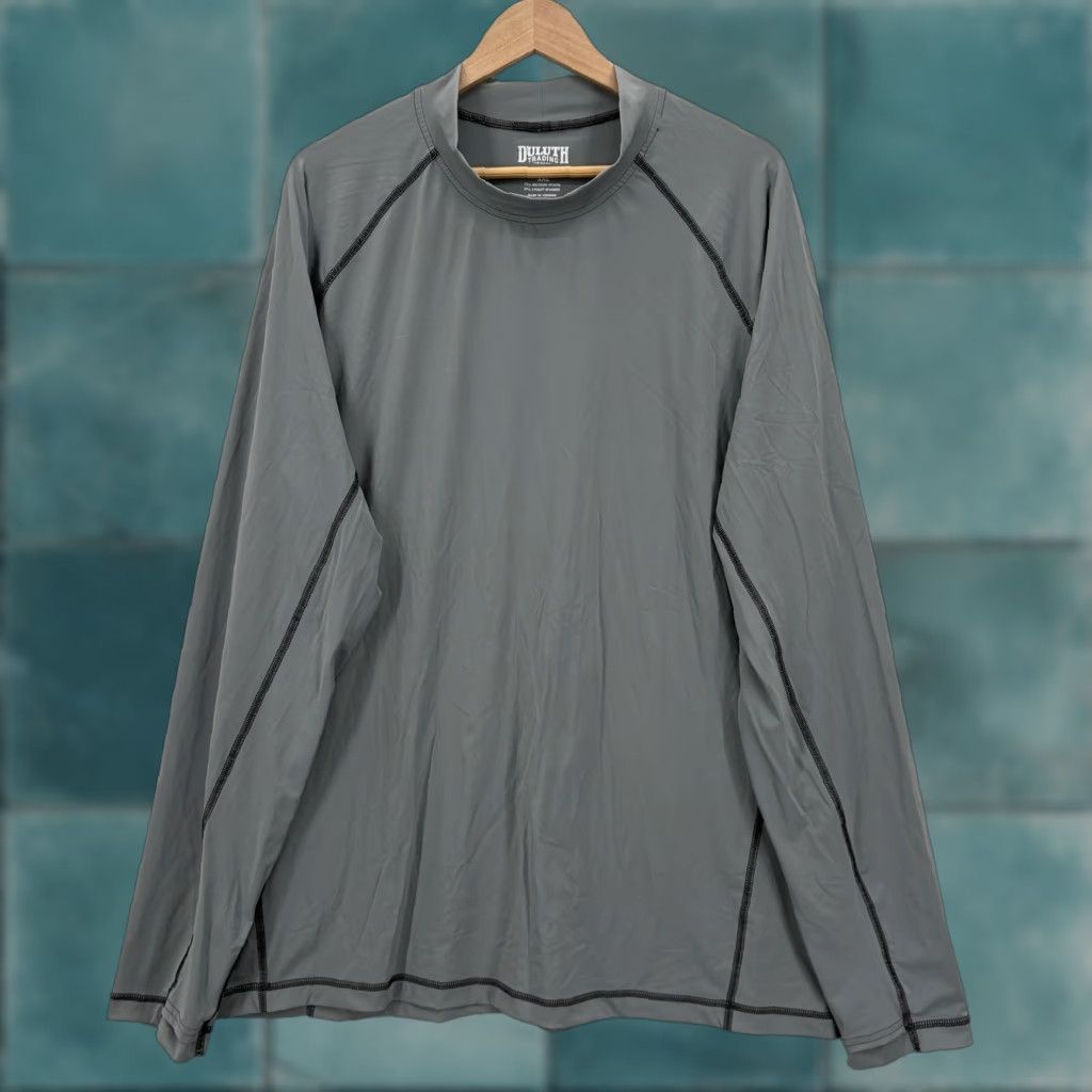 Duluth Trading Company Duluth Suit Up Long Sleeve Mock Neck Swim Tee Mens 2XL Gray Stretch Outdoors UPF Shirt Mens 2XL Gray Stretch Size US XXL / EU 58 / 5 - 1 Thumbnail
