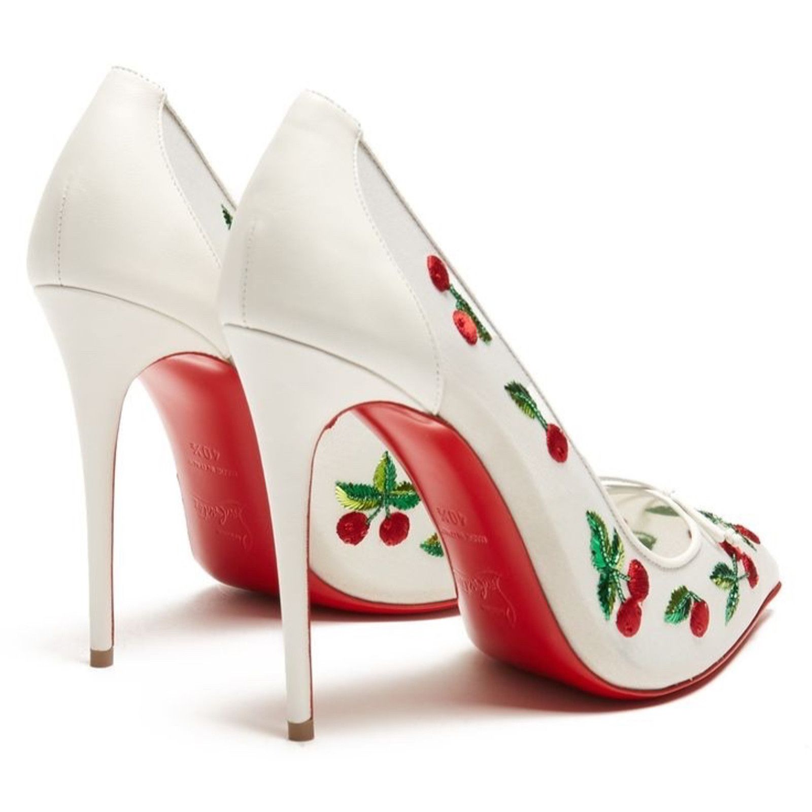 Christian Louboutin Christian Louboutin Cherrypump Latte White Organza Red 39.5 Size US 9.5 / IT 39.5 - 21 Thumbnail
