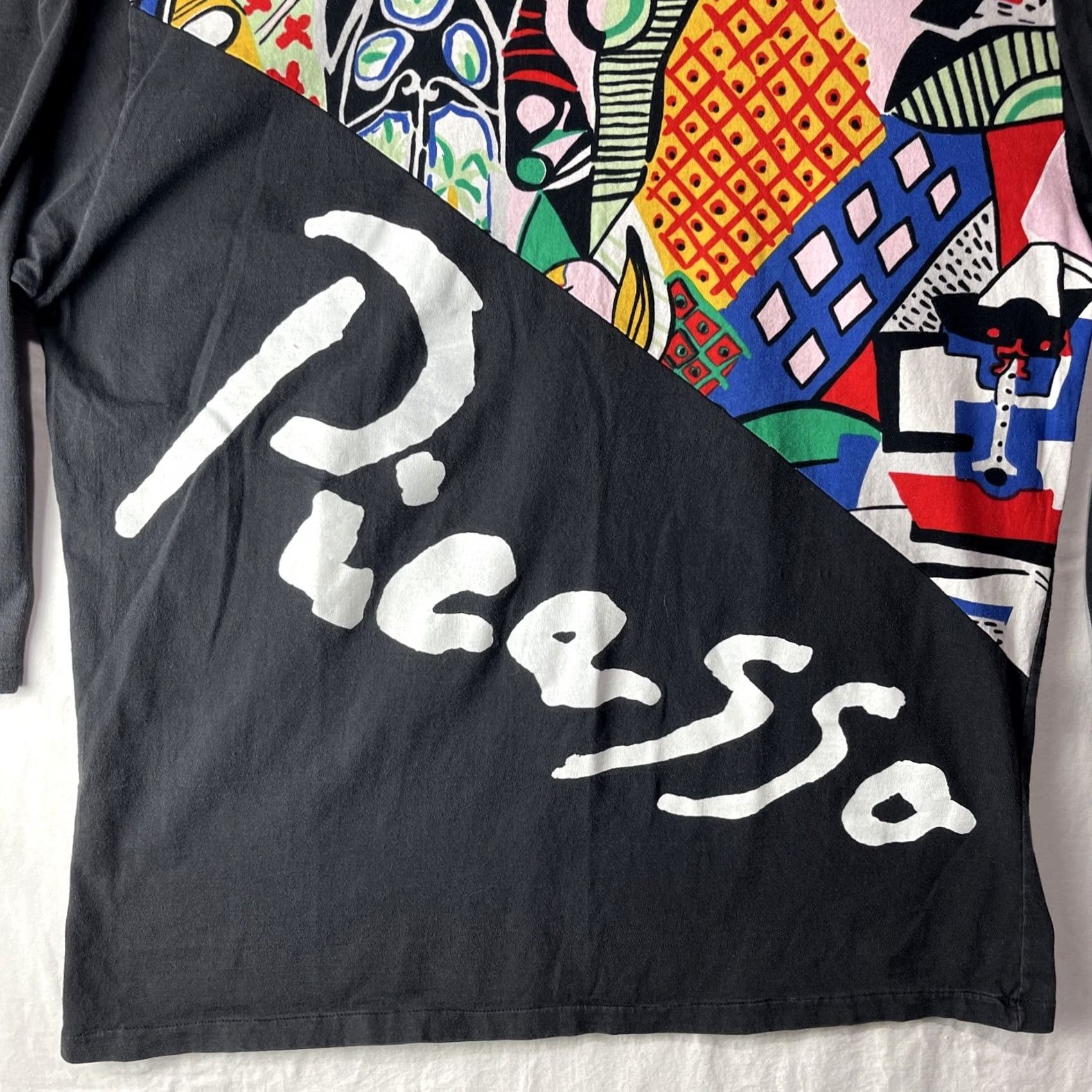 Vintage VINTAGE Pablo Picasso Shirt Mens XL Black Cotton Logo 3/4 Sleeve Brazilian T’s Modern Artwork Geometric Art History 90s? (adjusted) Size US XL / EU 56 / 4 - 5 Thumbnail
